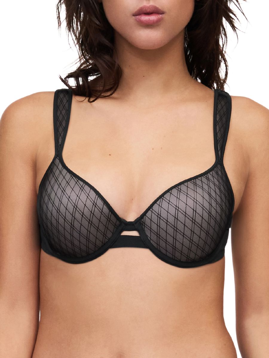 Chantelle Womens Smooth Lines Covering Memory Bra - Black Nylon - Size 34F