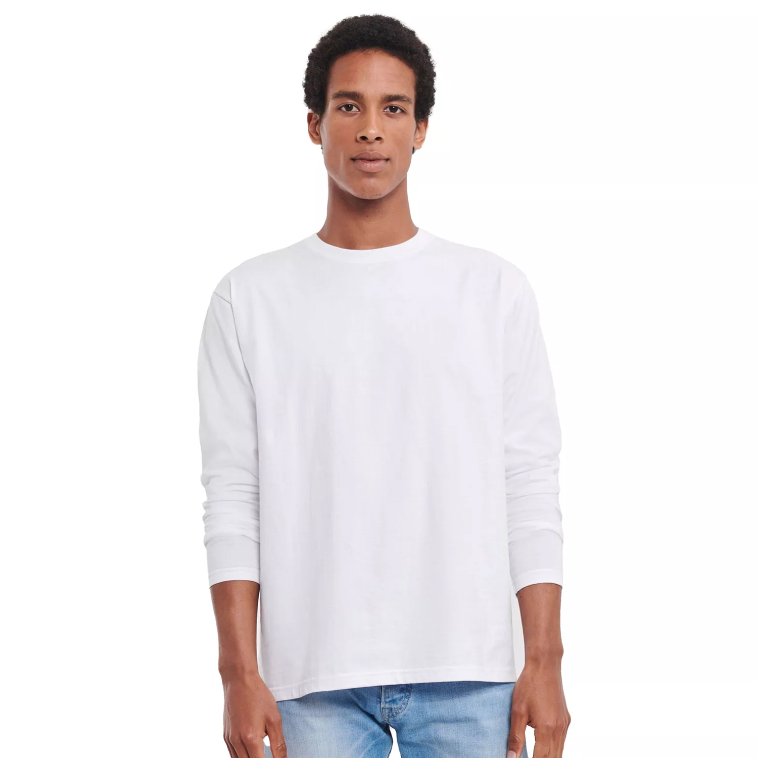 Russell Athletic Russell - "Classic" T-Shirt für Herren/Damen Unisex Langärmlig (Weiß)