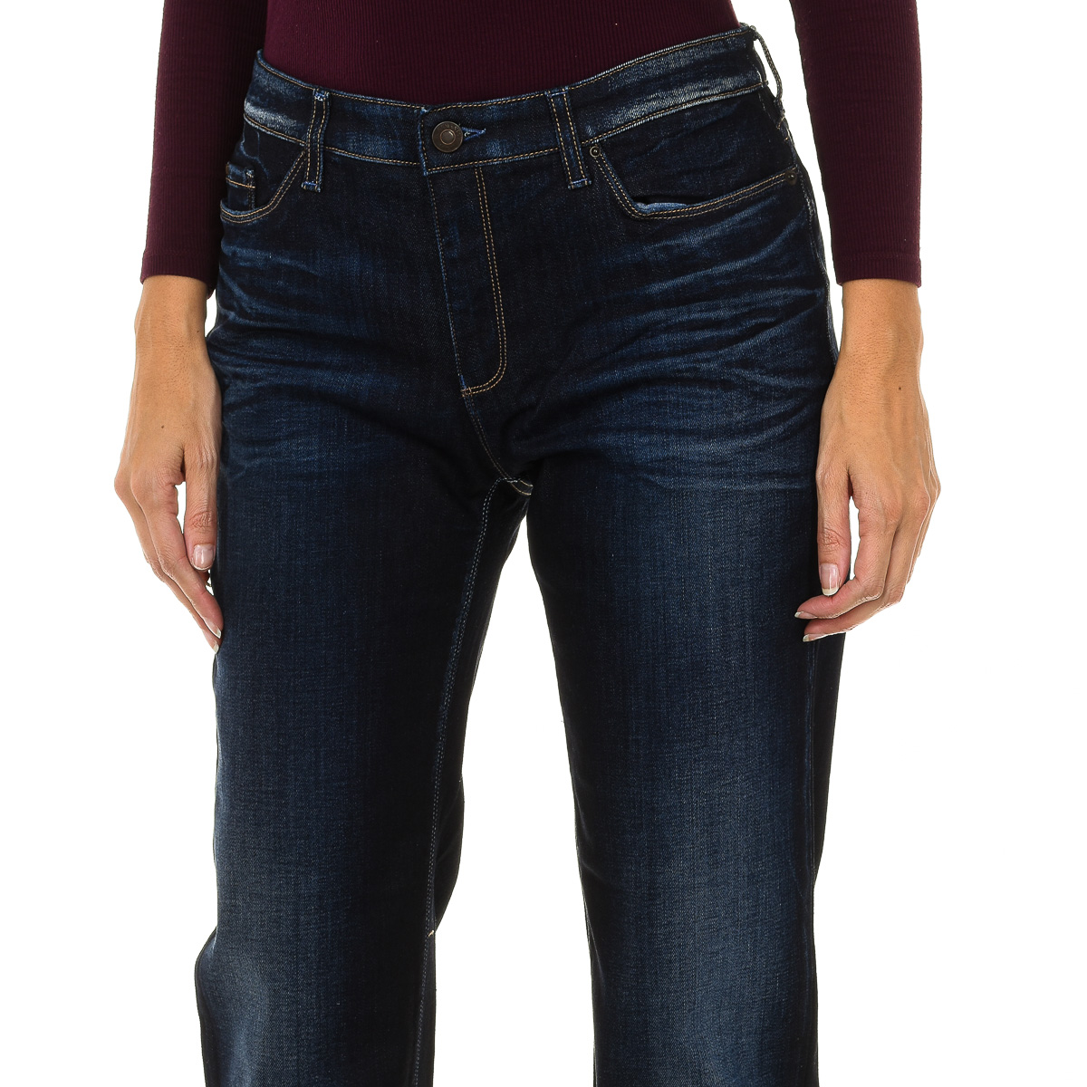 Armani Dambyxor i denim med lång sliten effekt 6Y5J11-5D2UZ – bild 2