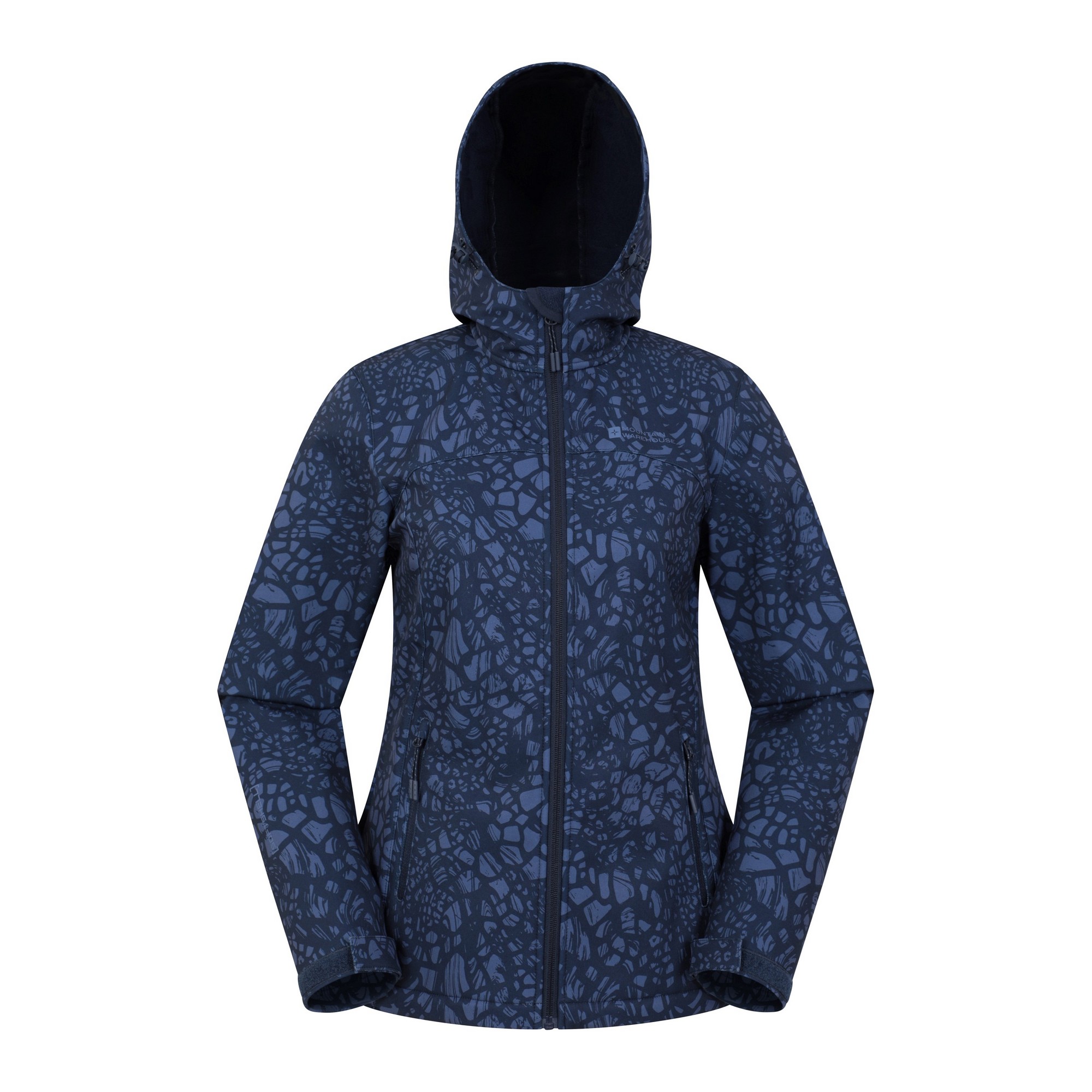 Mountain Warehouse Womens/Ladies Exodus Abstract Water Resistant Soft Shell Jacket (Dark Blue) - Size 12 UK