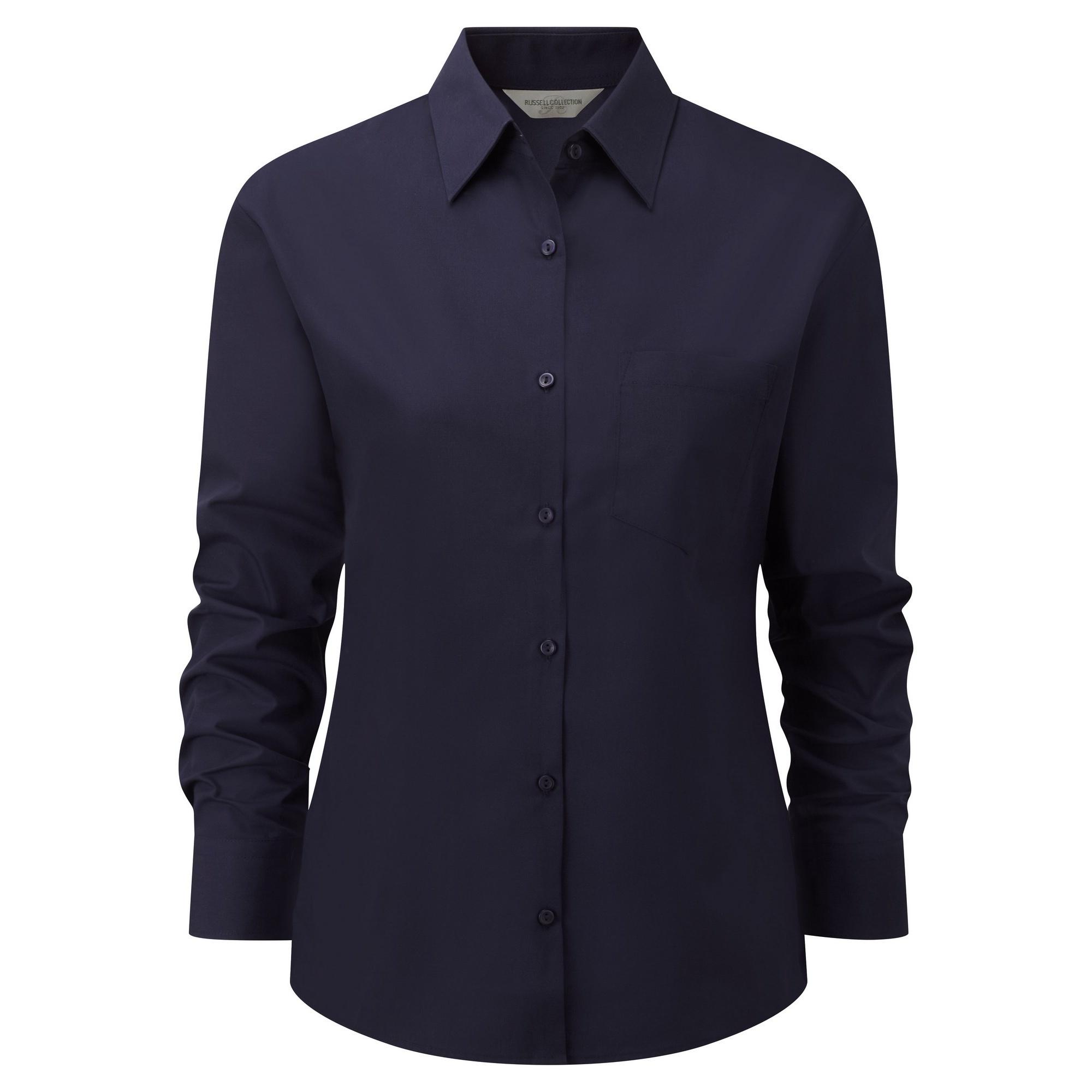 Russell Athletic Russell Collection Ladies/Womens Long Sleeve Shirt (French Navy) skjortor & blusar dam – bild 2