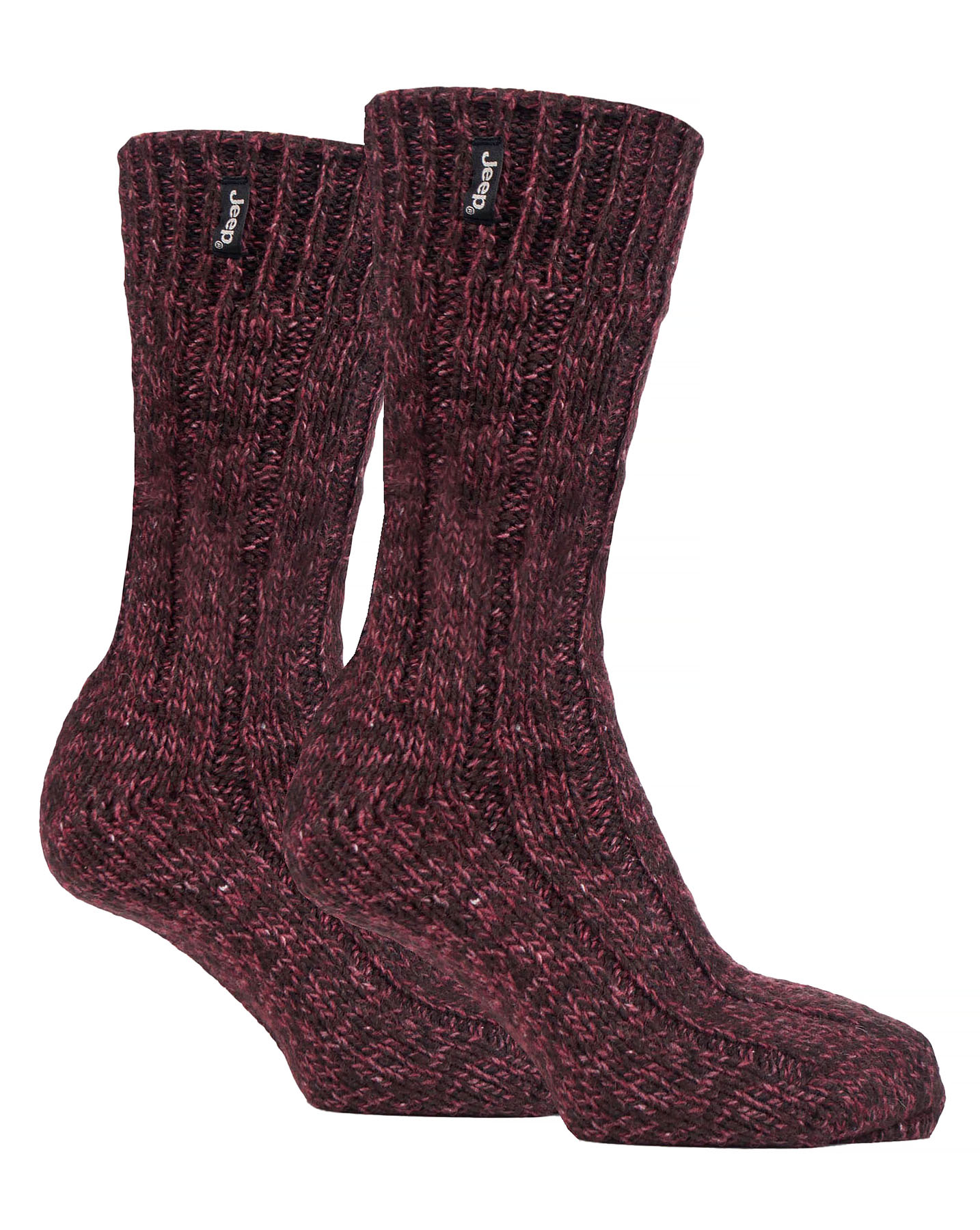 Thumbnail - Herren Wolle Wandern Socken | Jeep | Knit Ribbed Design gepolstert Boot Socken für Trekking, Laufen, Wandern - Brown / B...