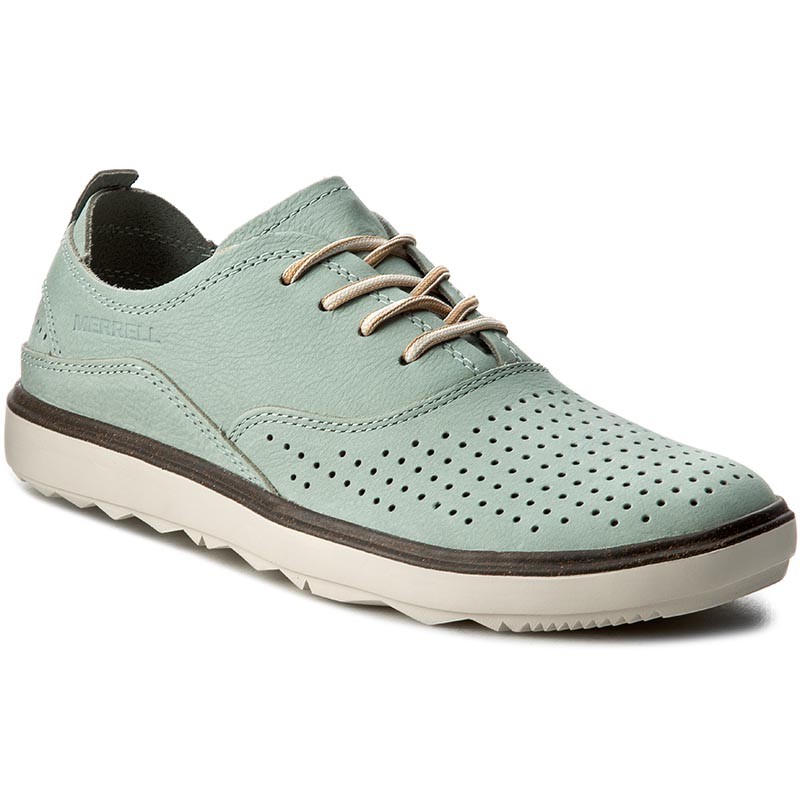 Merrell Around Town Lace Air Womens Light Green Shoes Nubuck Leather - Size UK 5