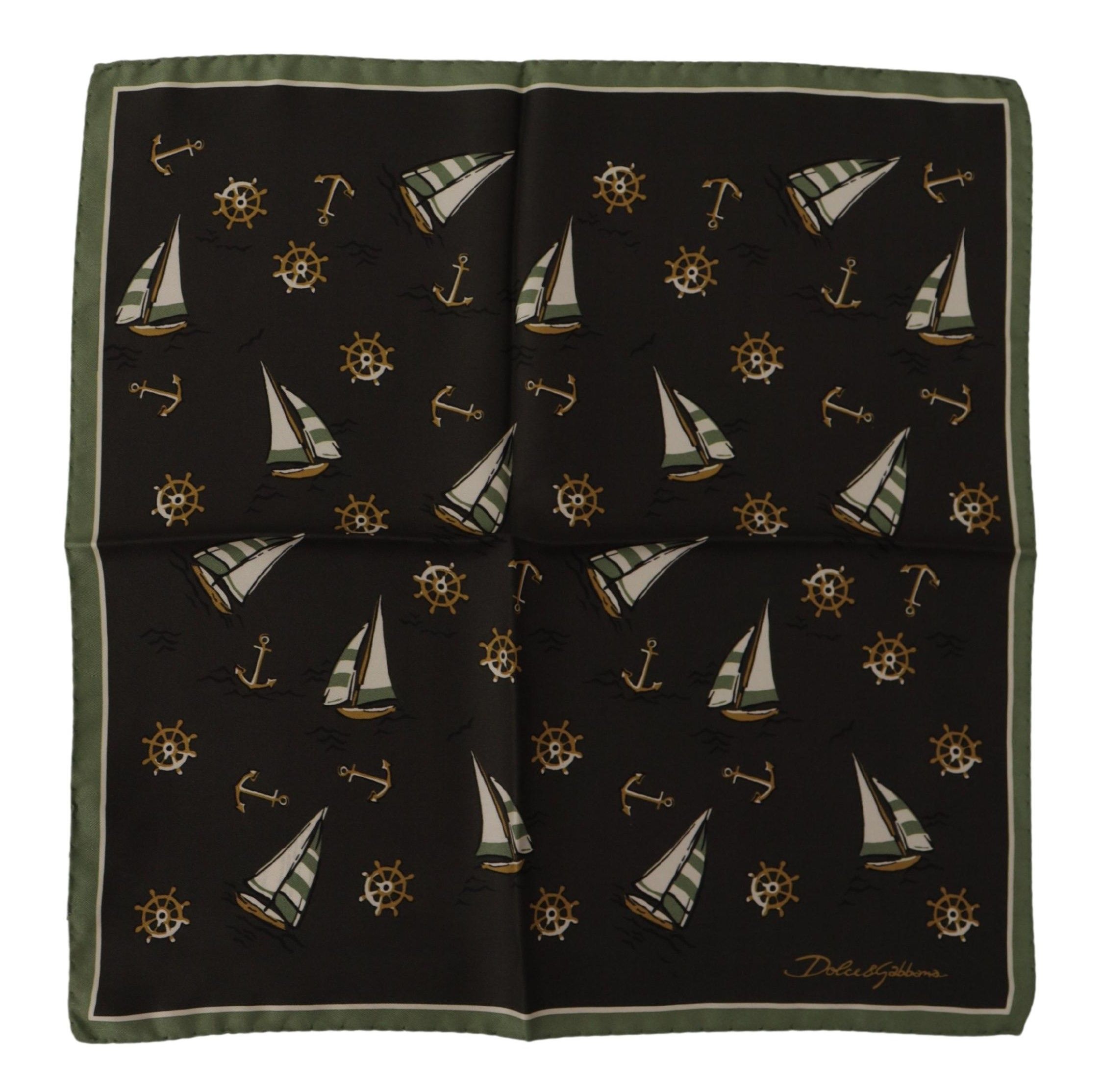 Dolce & Gabbana Mens Multicolor Printed DG Logo Square Handkerchief - Multicolour Silk - One Size