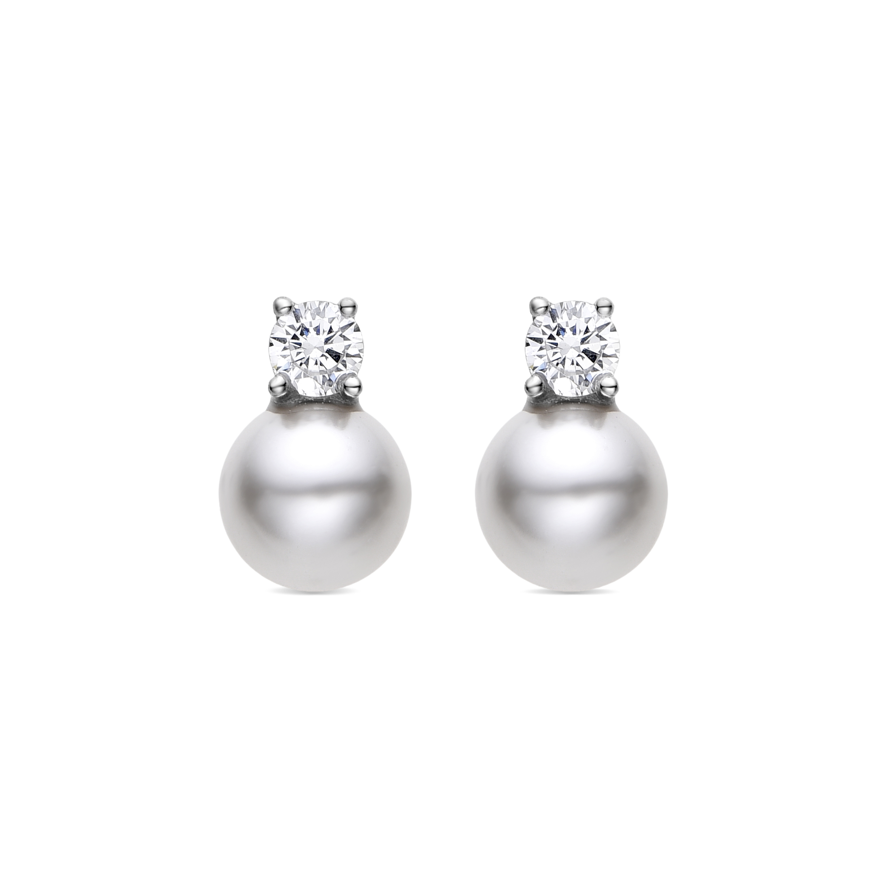 Thumbnail - Luxenter 925 Sterling Silber Ohrringe mit rhodinierter weißer Perle - Sikon