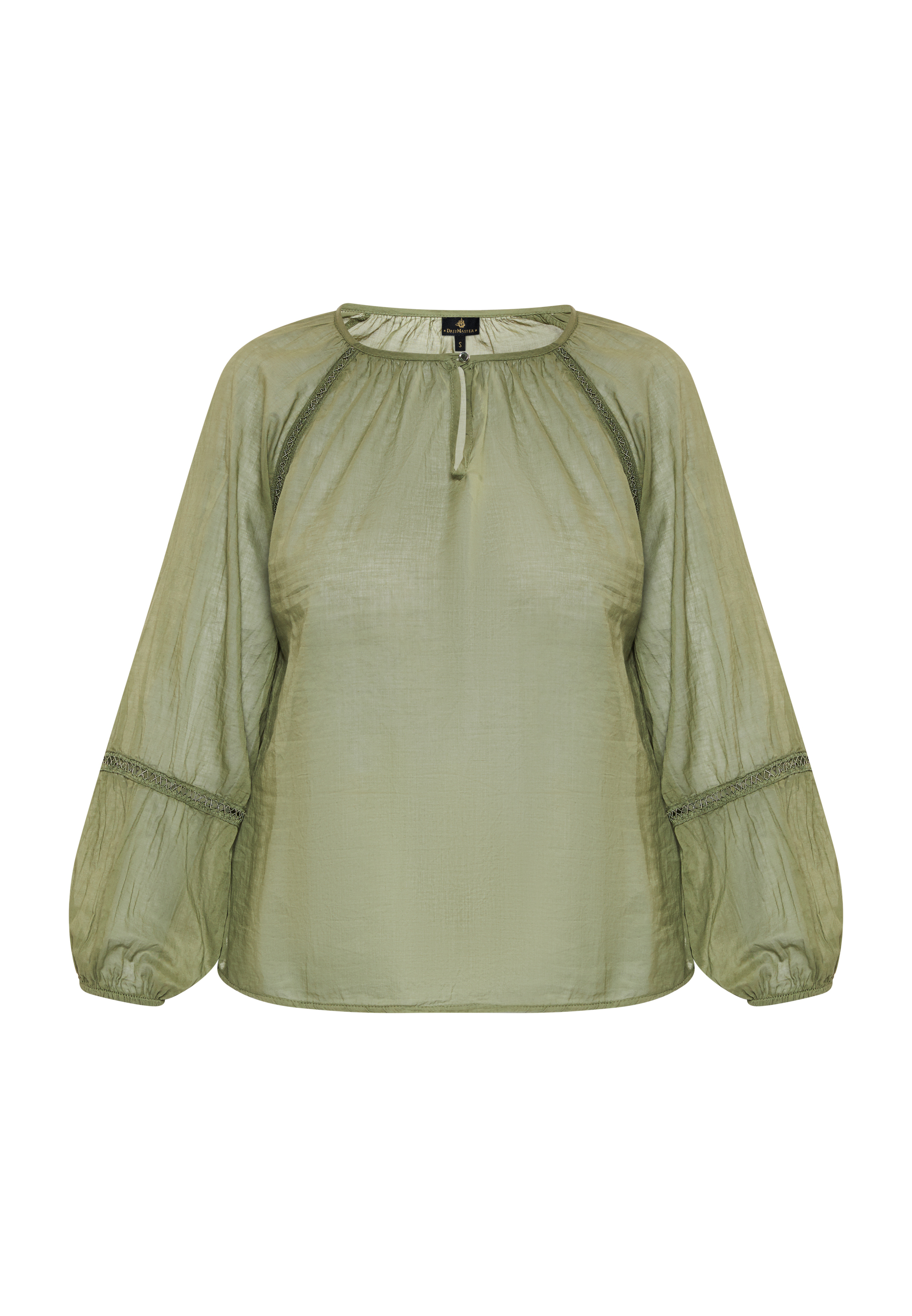 Dreimaster katoenen blouse Dames olijfgroen