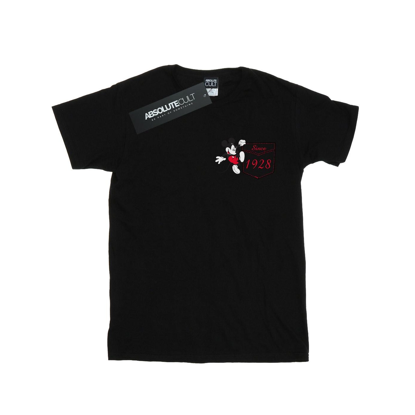 Disney - "Mickey Mouse Faux Pocket Since 1928" T-Shirt für Jungen (Schwarz)