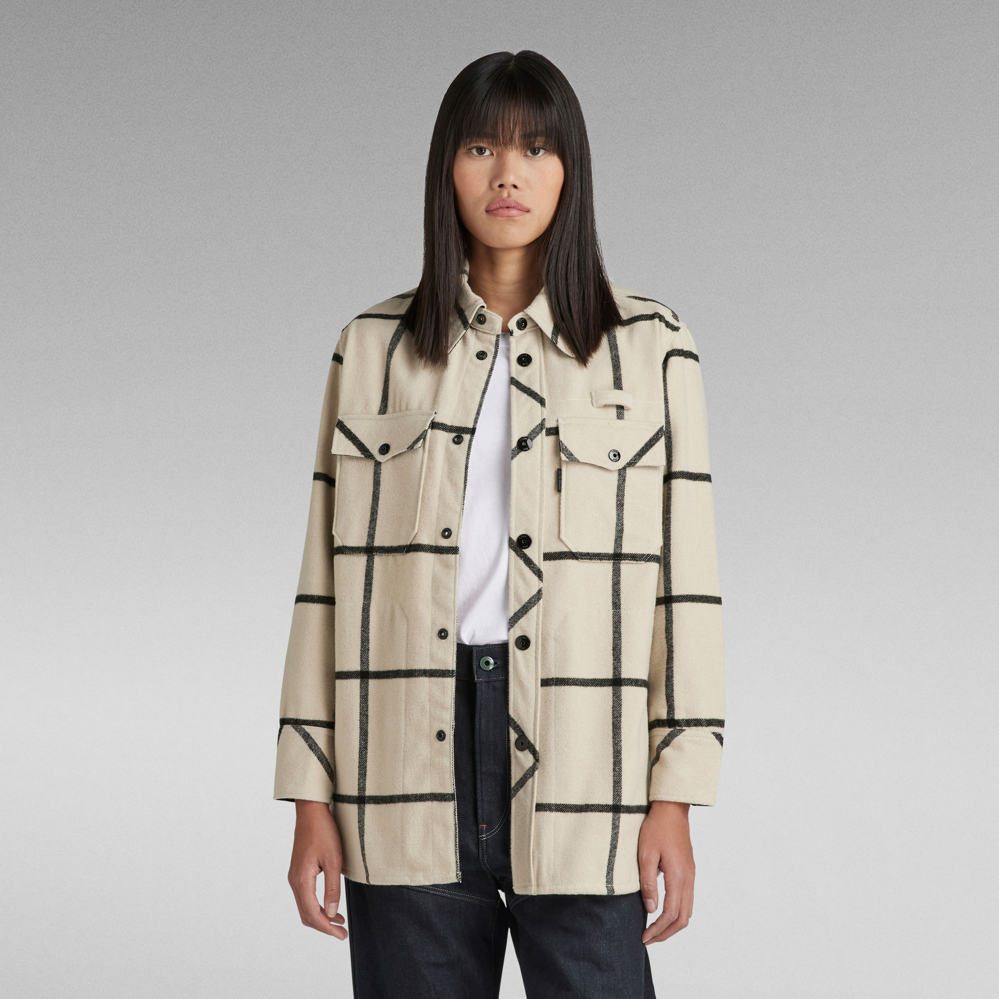 G Star Raw Womens G-Star RAW Boyfriend Overshirt - Beige - Size Medium