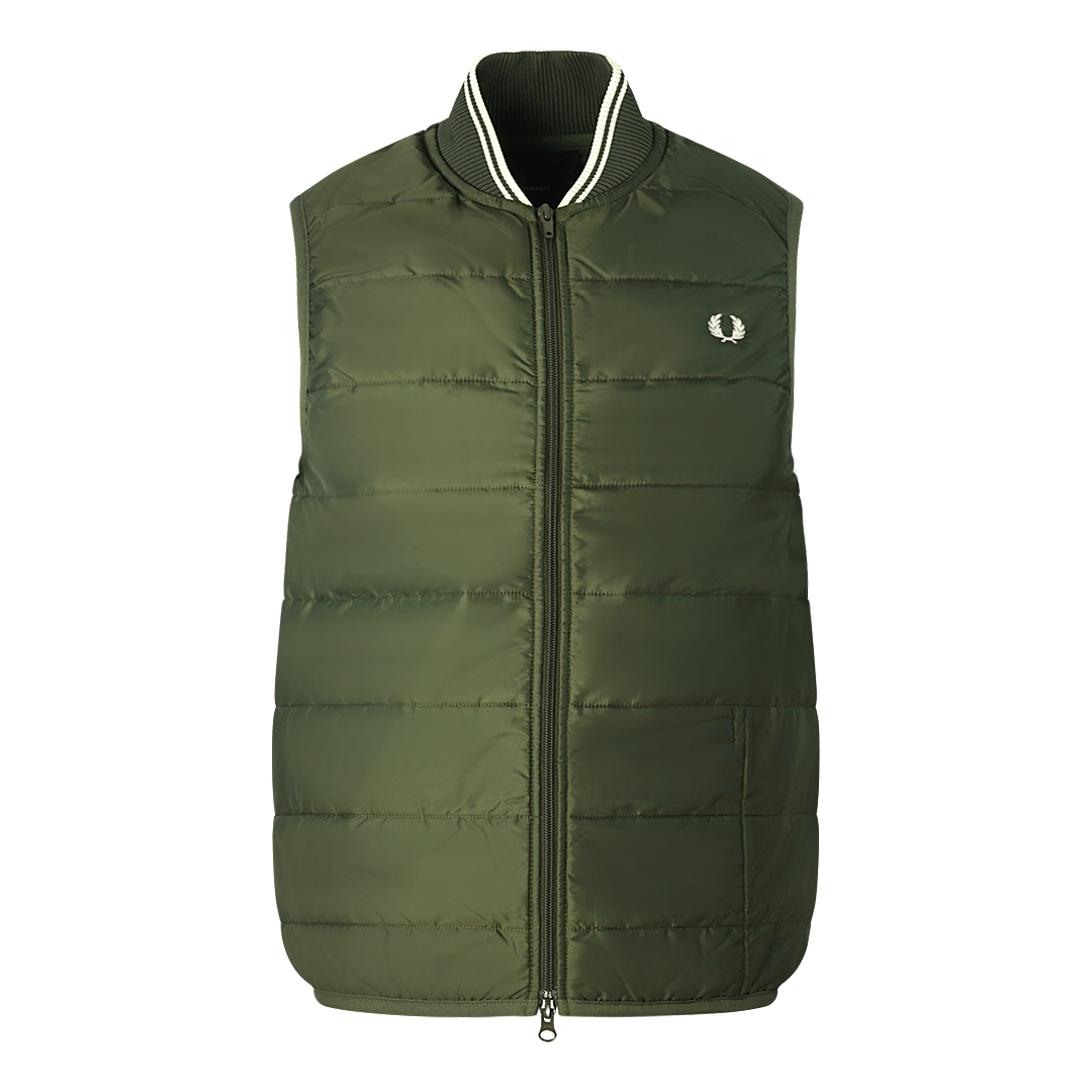 Thumbnail - Fred Perry x Lavenham Gesteppte Grüne Gilet Jacke