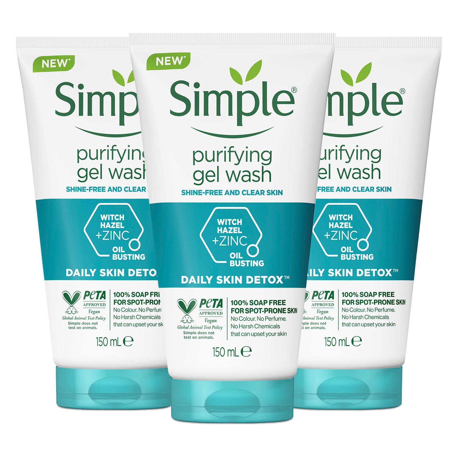 Simple Daily Skin Detox Purifying Face Wash, 150ml, 3 pack - NA - One Size