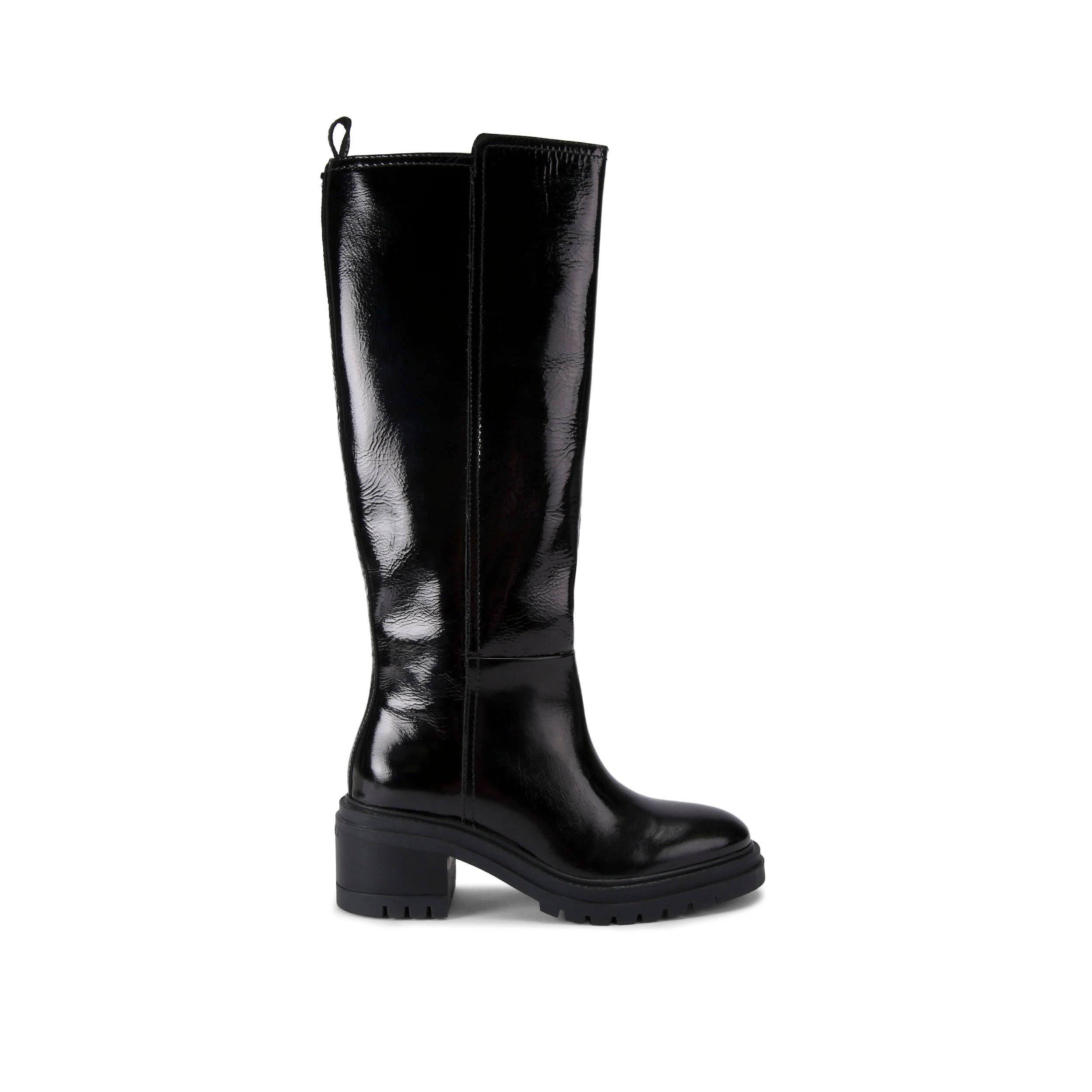 Carvela Womens Patent Leather Champion Knee High Boots – Black – Size UK 6