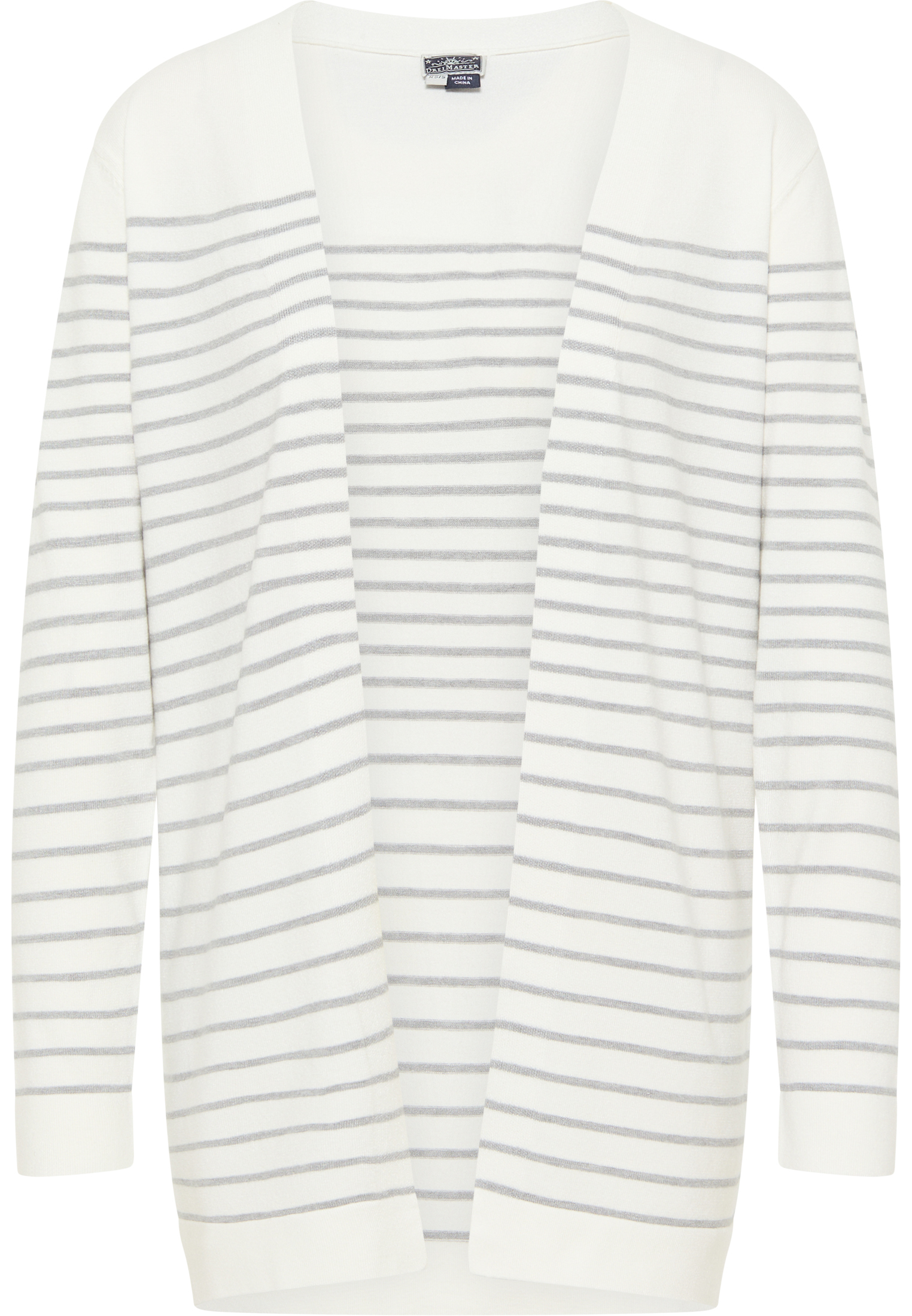 Thumbnail - Dreimaster Cardigan Damen Wollweiss Grau Melange