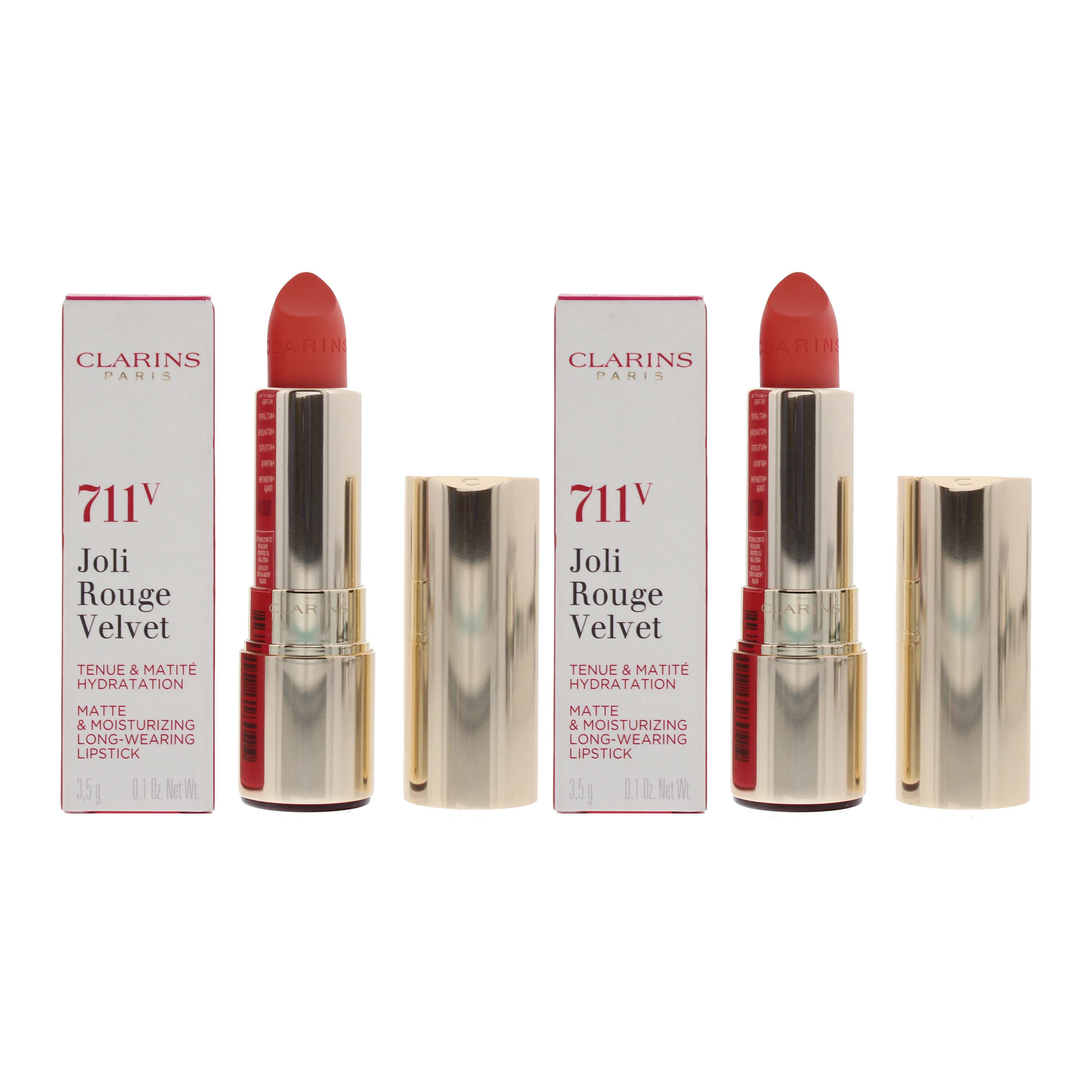 Clarins Womens Joli Rouge Velvet Matte & Moisturizing Lipstick 711V Papaya 3.5g x 2 - NA - One Size