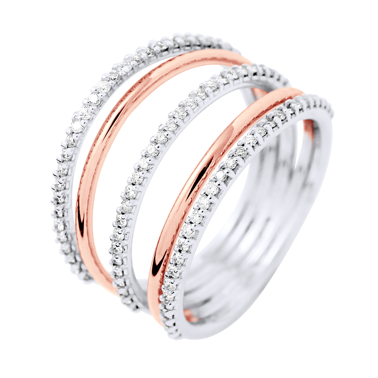 Diamond Ring 0.45 Cts White Gold En Rose Jewelry-image