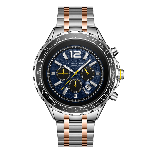 Handmonterad Anthony James Limited Edition Chronograph Racer Blue-klocka