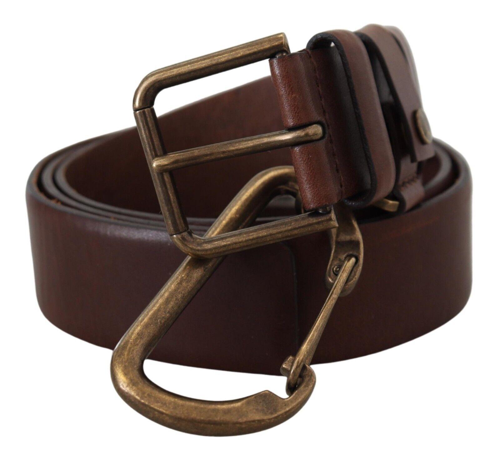 Dolce & Gabbana Mens Gorgeous Leather Belt with Metal Buckle Closure - Brown - Size 90 cm