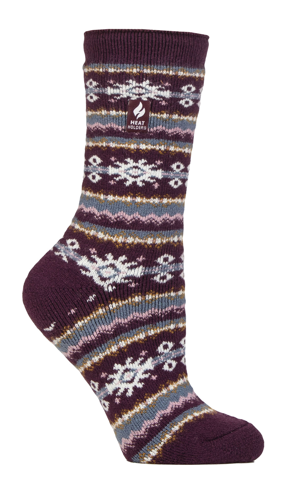 Thumbnail - Ladies Nordic Socks | Heat Holders Lite | Lightweight Thermal Winter Socks for Women - Cabernet/Rose