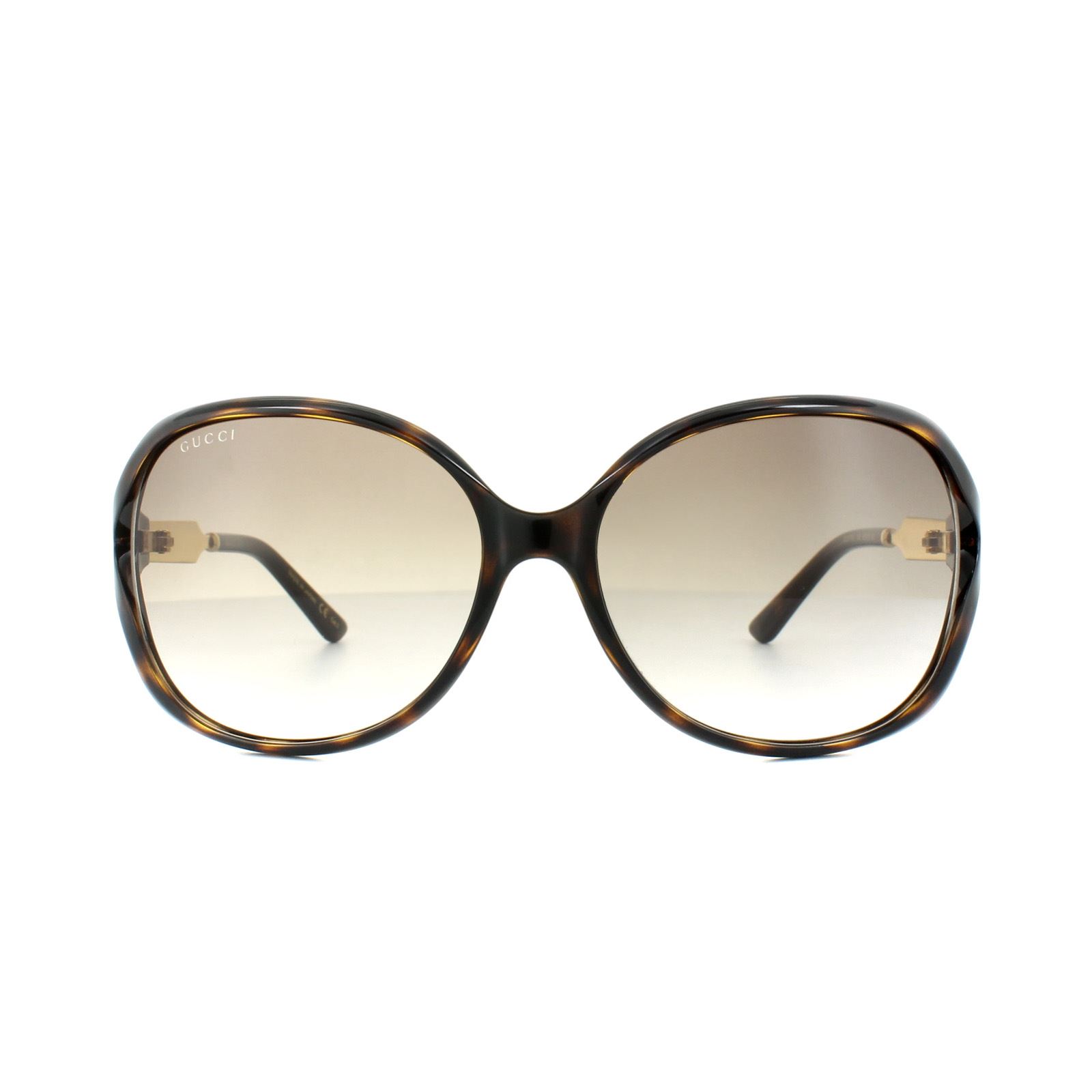 Thumbnail - Lunettes De Soleil Gucci 0076S 003 Dégradé Brun En Or Havane