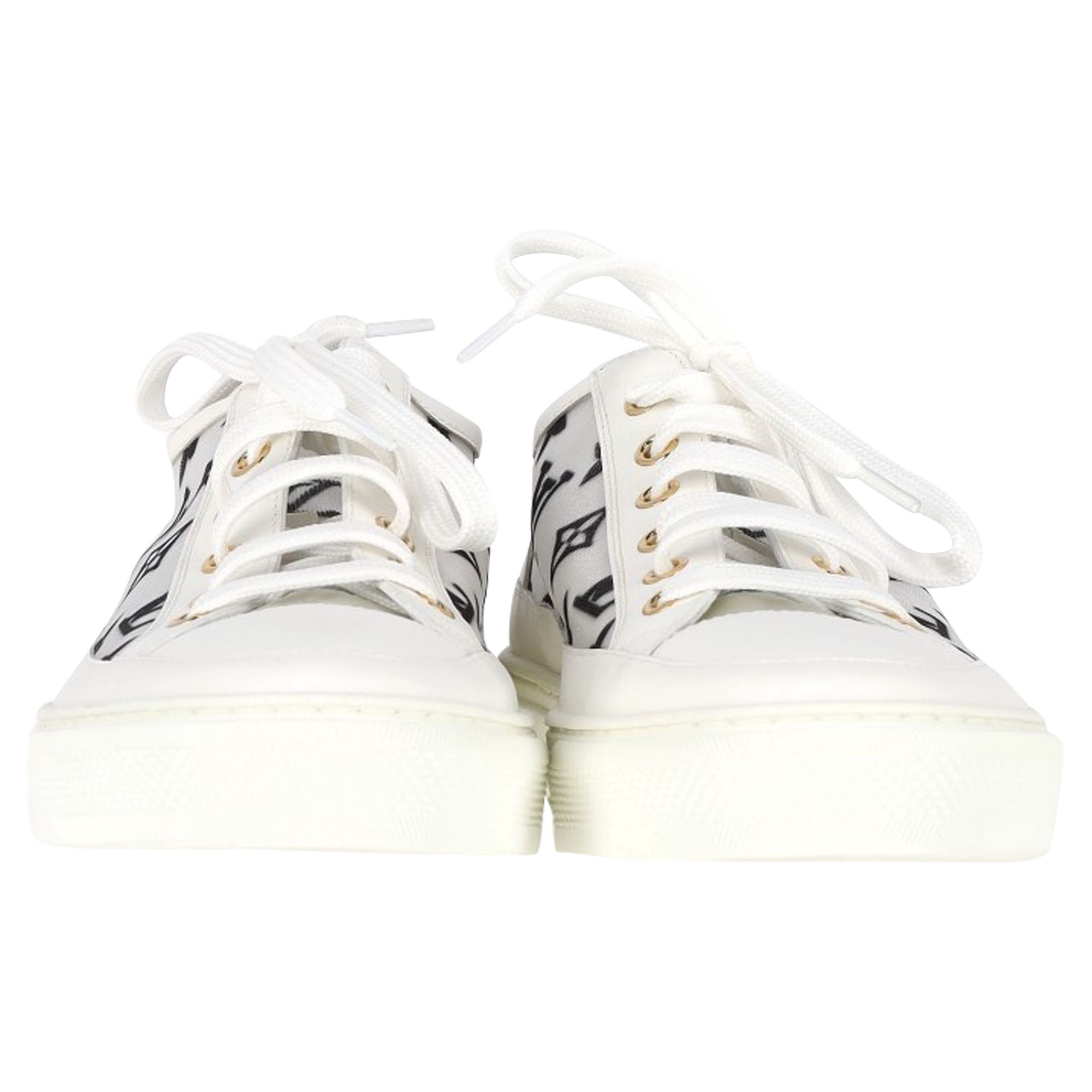 Louis Vuitton Pre-owned Louis Vuitton Monogram Nät Accent Lågtoppsneakers i Vitt Läder dam – bild 2