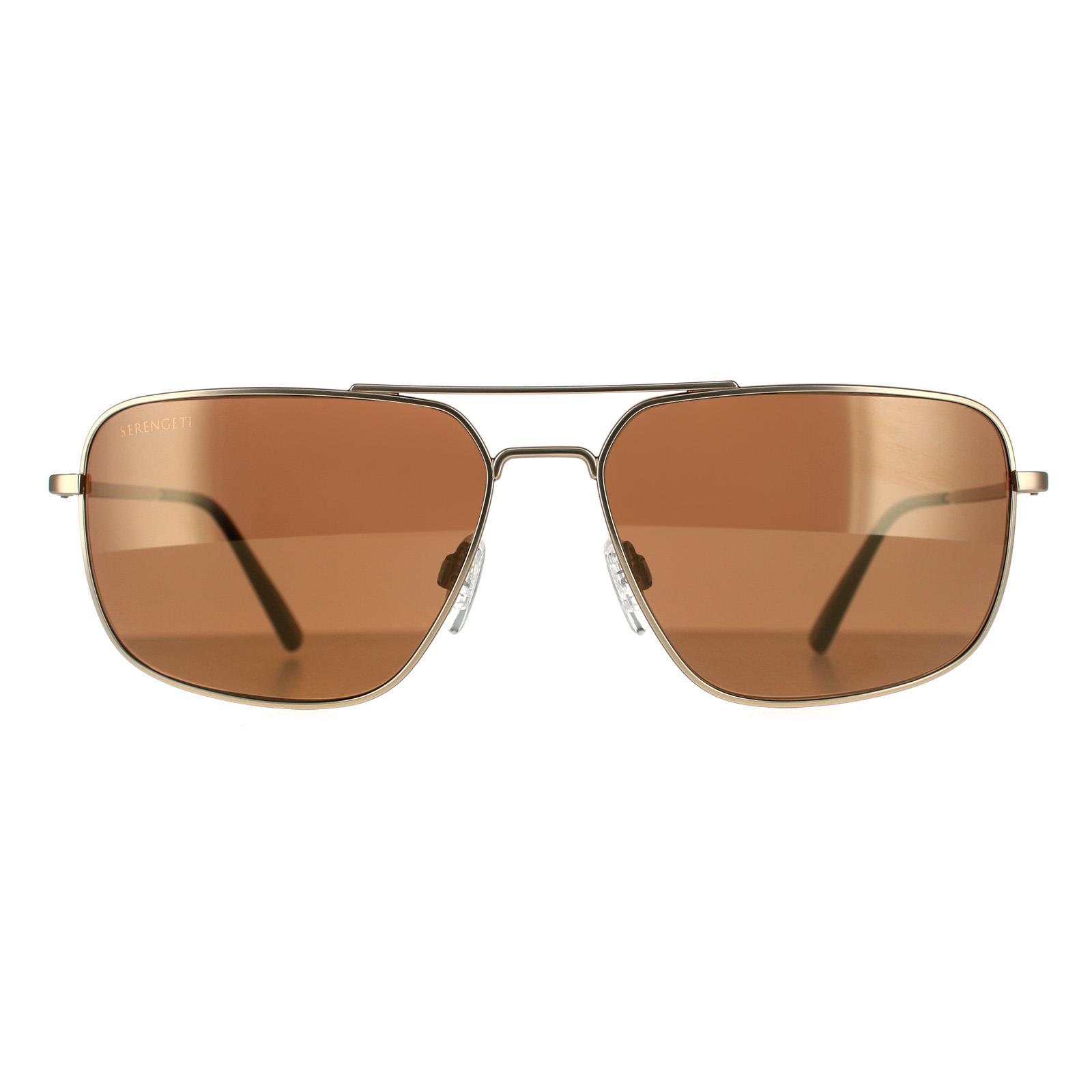Serengeti Aviator Mens Matte Gold Mineral Drivers Polarised Sunglasses Metal – One Size