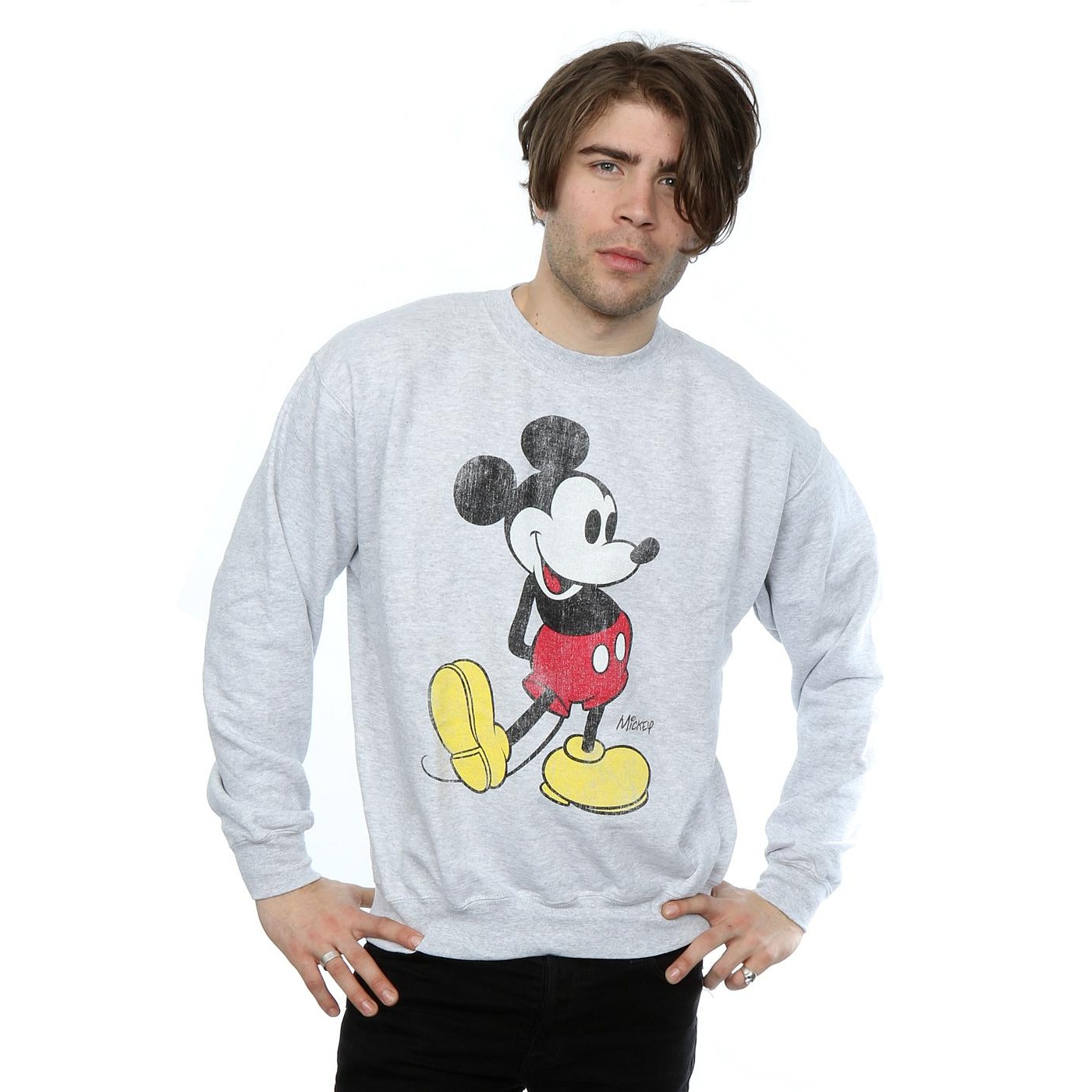 Disney Mens Mickey Mouse Classic Kick Sweatshirt (Heather Grey) herr – bild 2