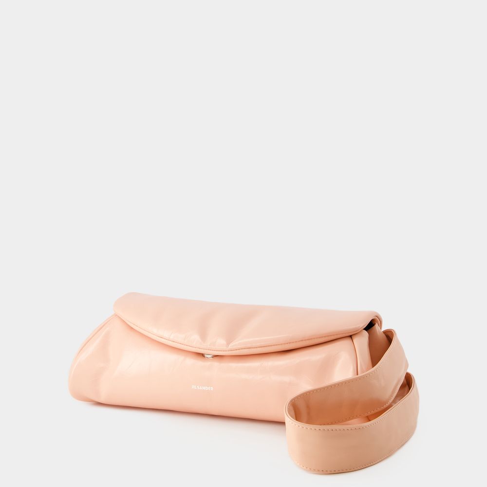 Jil Sander Cannolo Grande Vadderad Hobo Bag Läder Peach Pearl axelremsväskor dam – bild 2