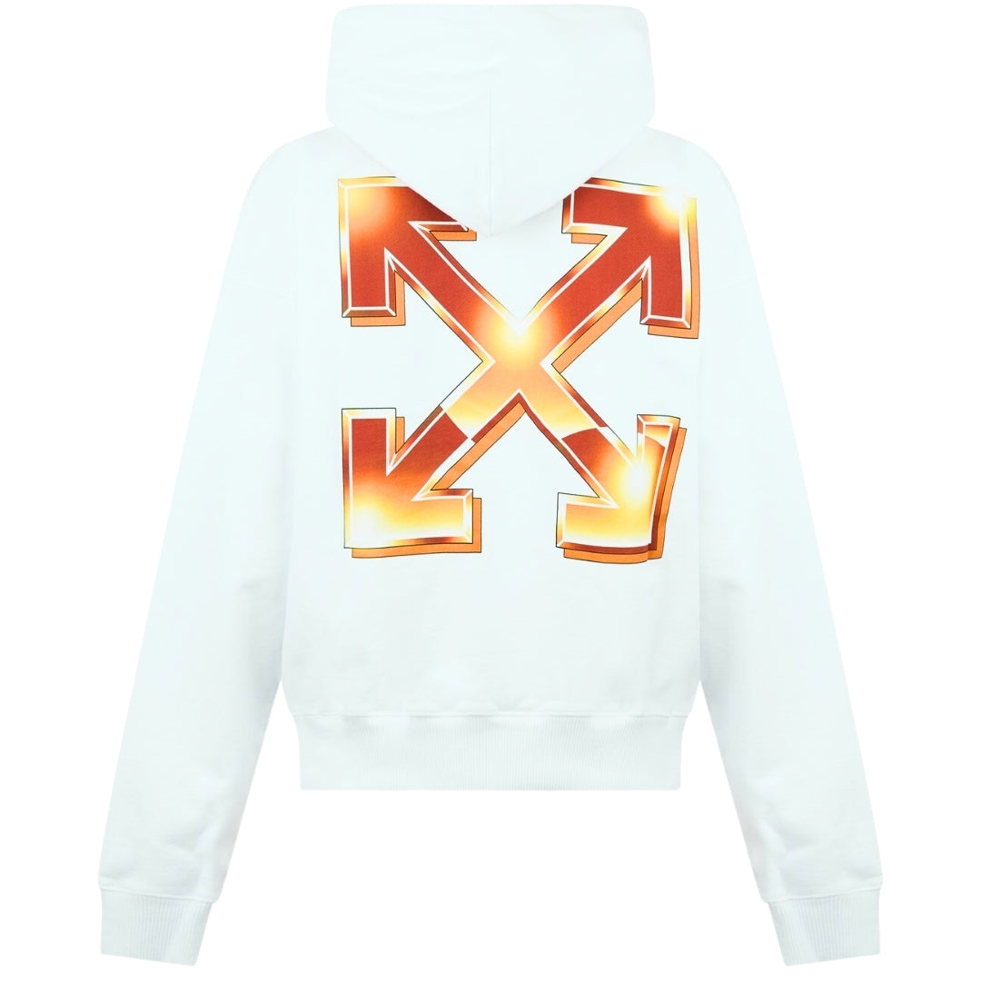 Orange Metal Arrow Logo Skate White Hoodie 2