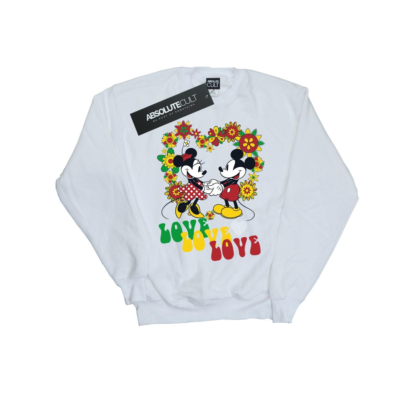Thumbnail - Disney - "Mickey And Minnie Mouse Hippie Love" Sweatshirt für Damen (Weiß)