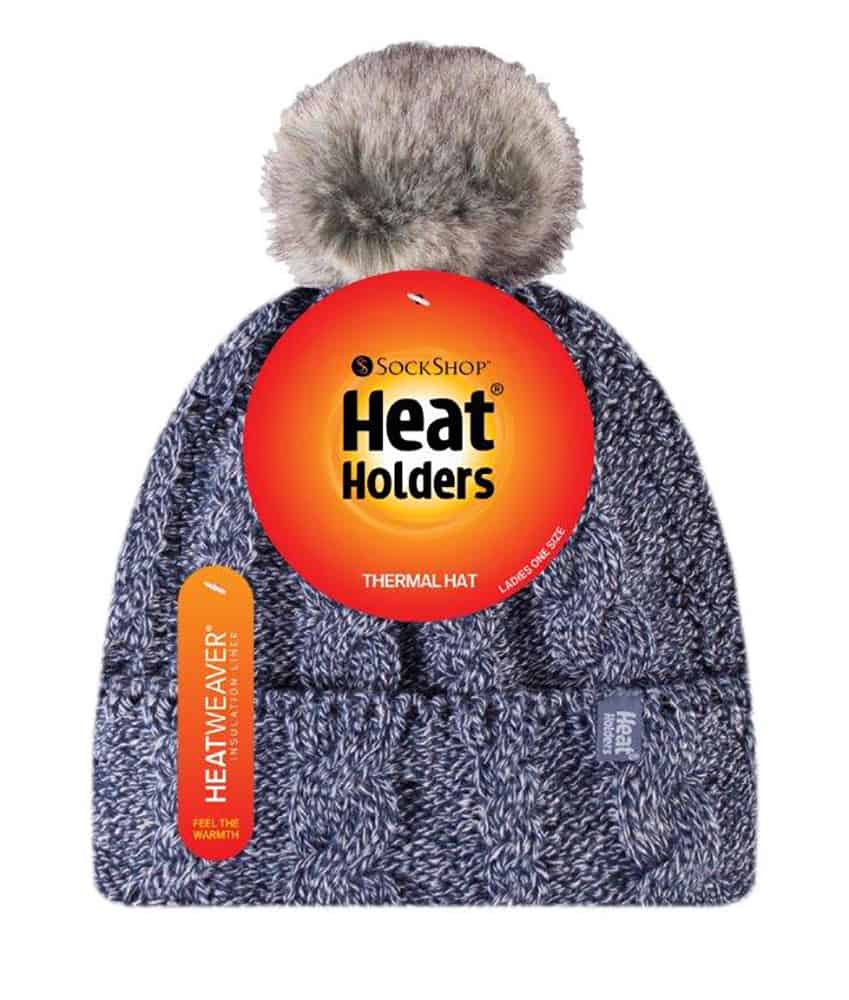 Heat Holders Stickad, fleecefodrad, termisk boblehatt med pom pom för damer – bild 2