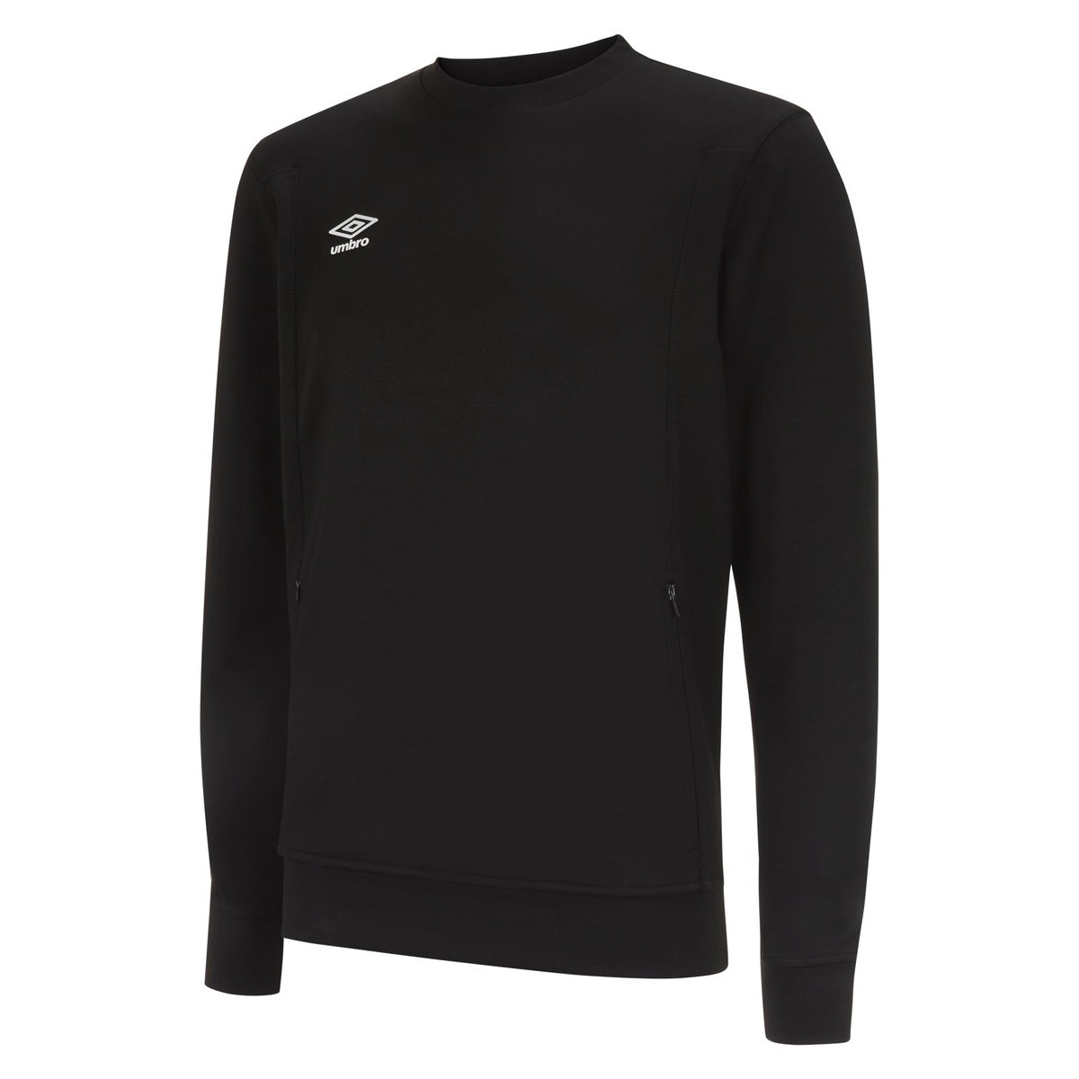 Thumbnail - Umbro Herren Pro Stacked Logo Fleecepullover (Schwarz/Weiß)