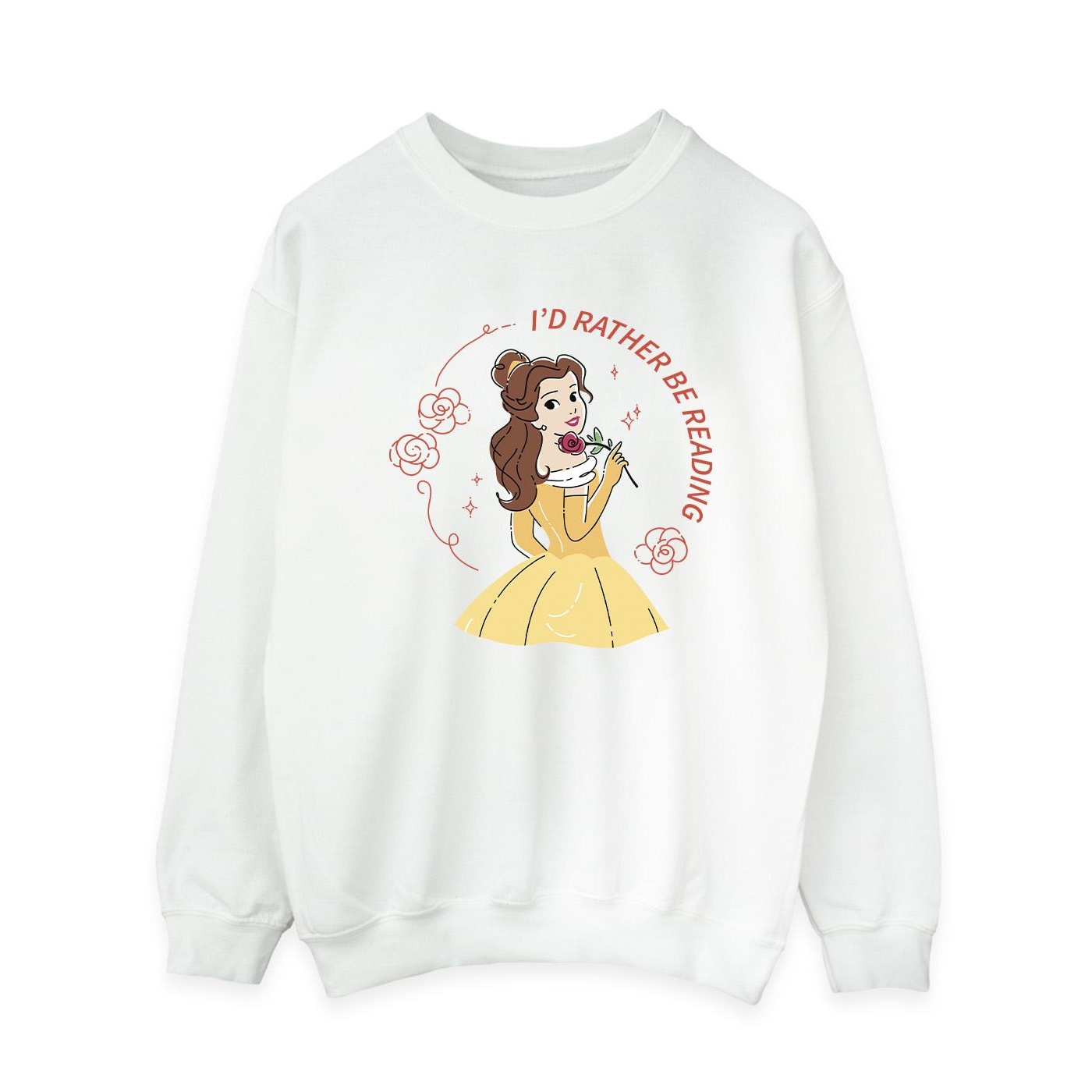 Thumbnail - Disney - "Beauty And The Beast I'd Rather Be Reading" Sweatshirt für Damen (Weiß)
