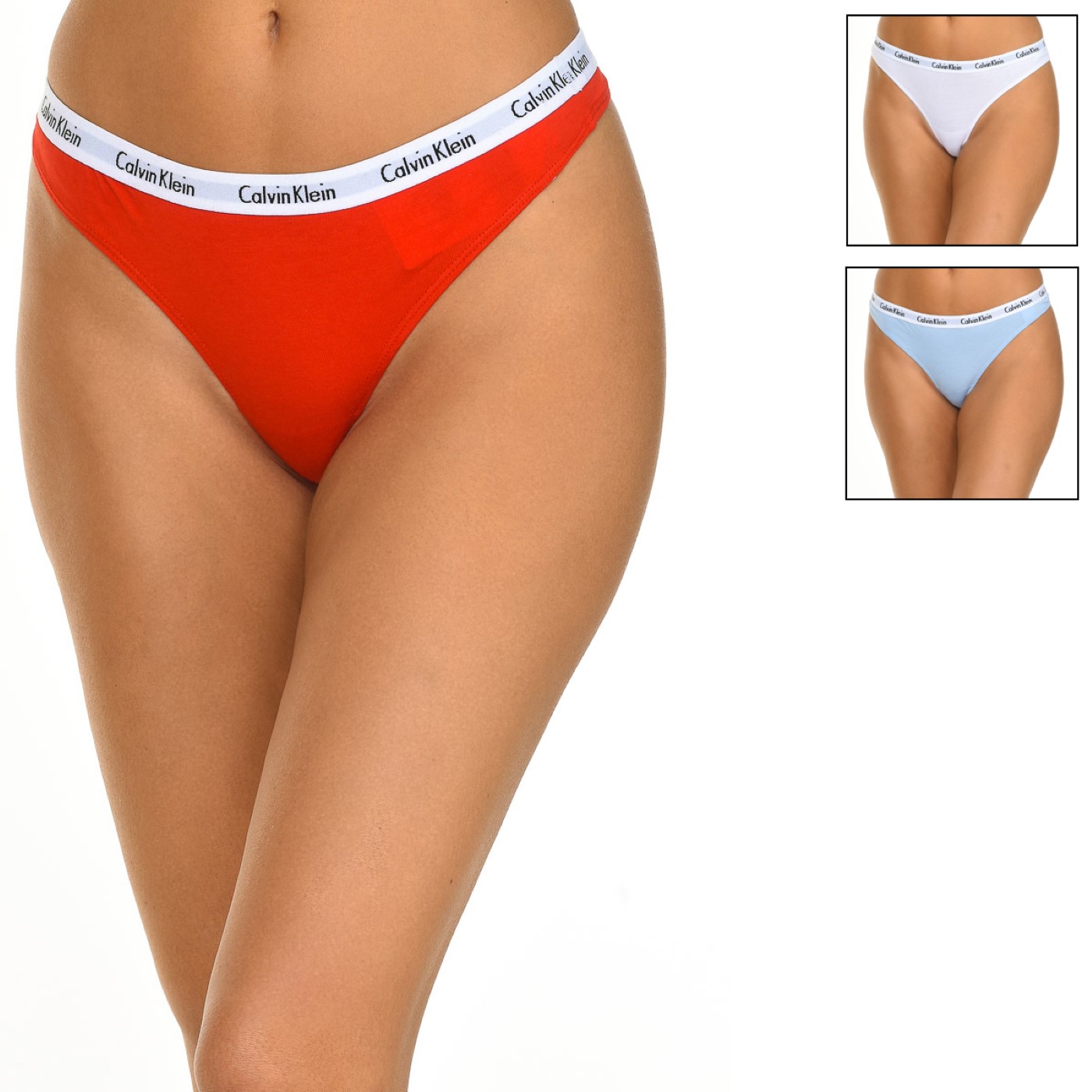 Calvin Klein Womens Pack 3 Thongs – Multicolour Cotton – Size X-Large