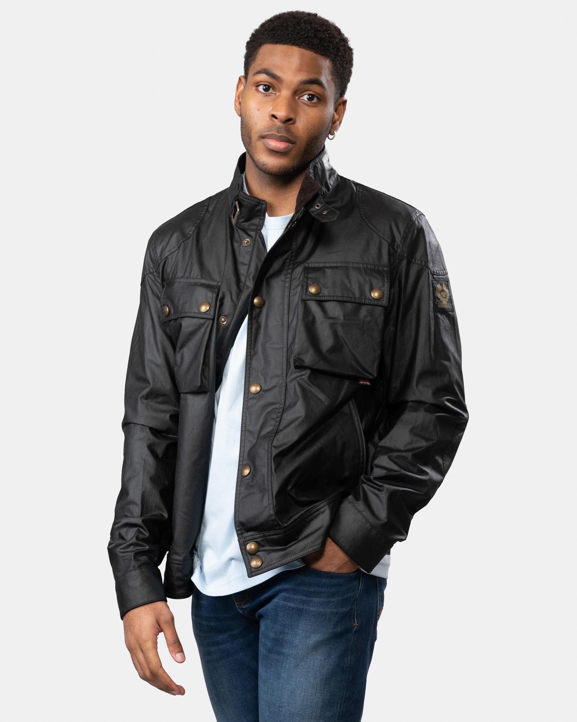 Belstaff Racemaster Mens Waxed Cotton Compact Field Jacket - Black - Size 38 (Chest)