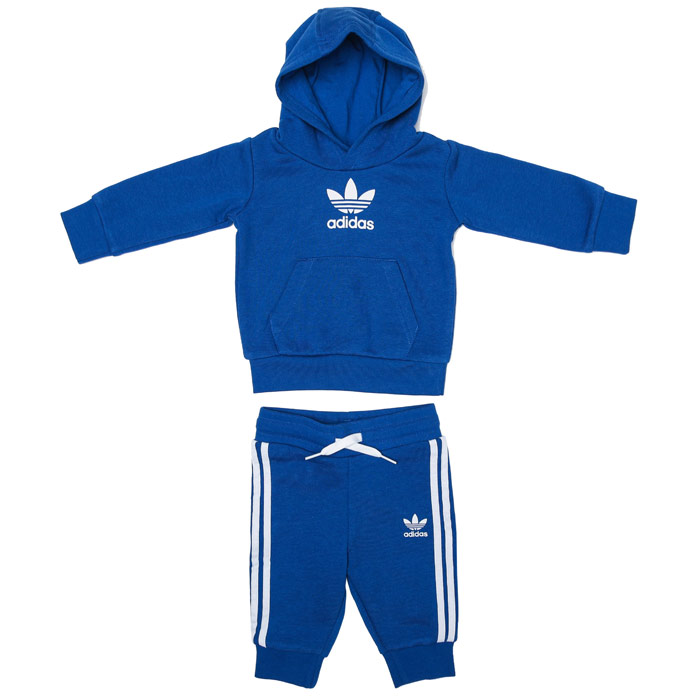 Boy's adidas Originals Baby Trefoil Hoody Set in royal white