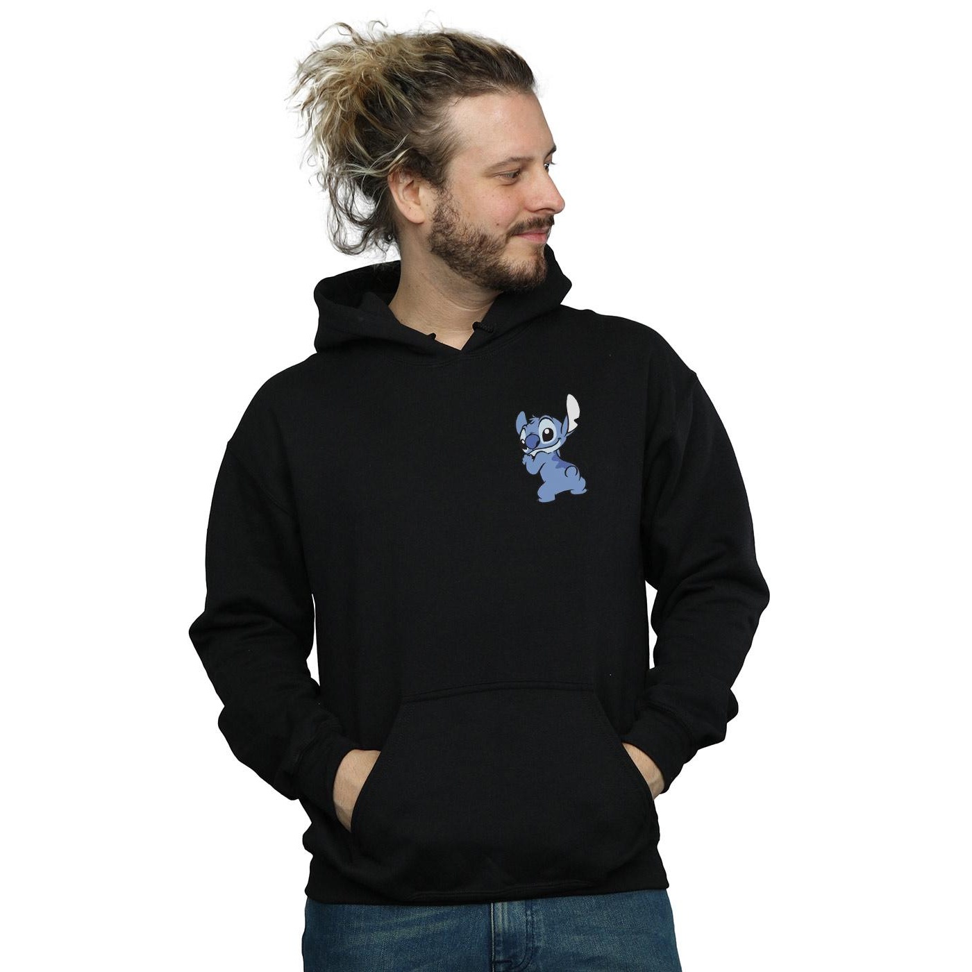 Disney Mens Lilo And Stitch Stitch Backside Breast Print Hoodie (Black) herr – bild 2