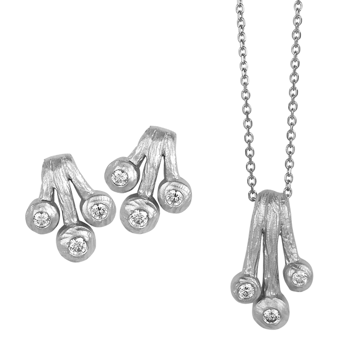 Orphelia Womens 925 Sterling Silver Set, Chain-Pendant + Earrings - Set-5233 - One Size
