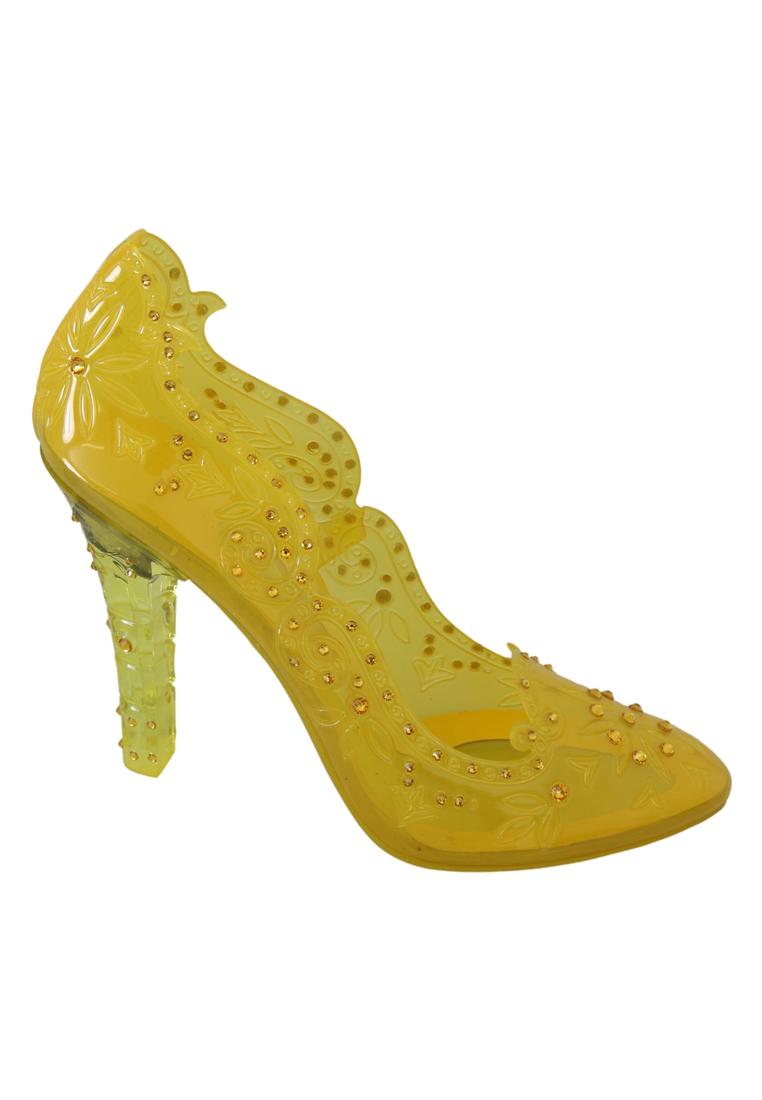 Dolce & Gabbana WoMens Yellow Floral Crystal CINDERELLA Heels Shoes - Size EU 39