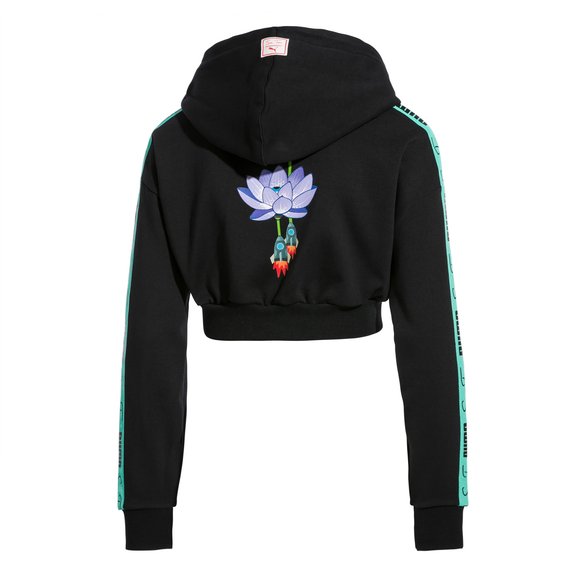 Puma x Sue Tsai Cropped Dam Hoodie Taped Logo Jumper Svart 578211 01 – bild 2
