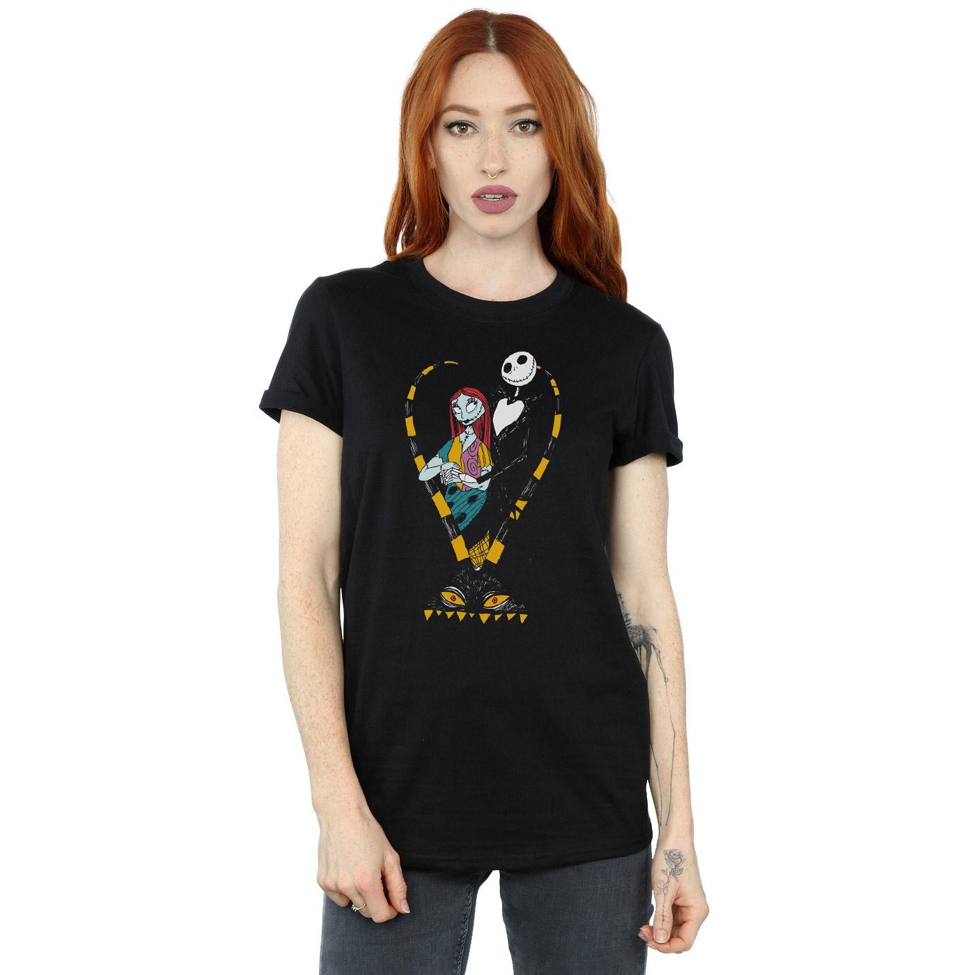 Disney Womens/Ladies Nightmare Before Christmas Jack And Sally Love Cotton Boyfriend T-Shirt (Black) dam – bild 2