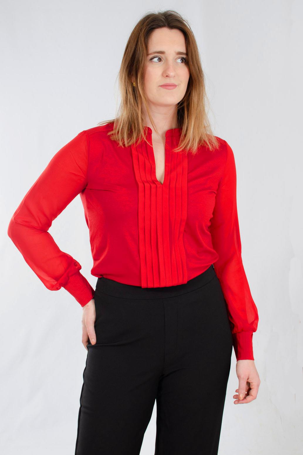 Secret Label Womens Hobbs 'Darcey' Red Pleat Front Top viscose - Size Small