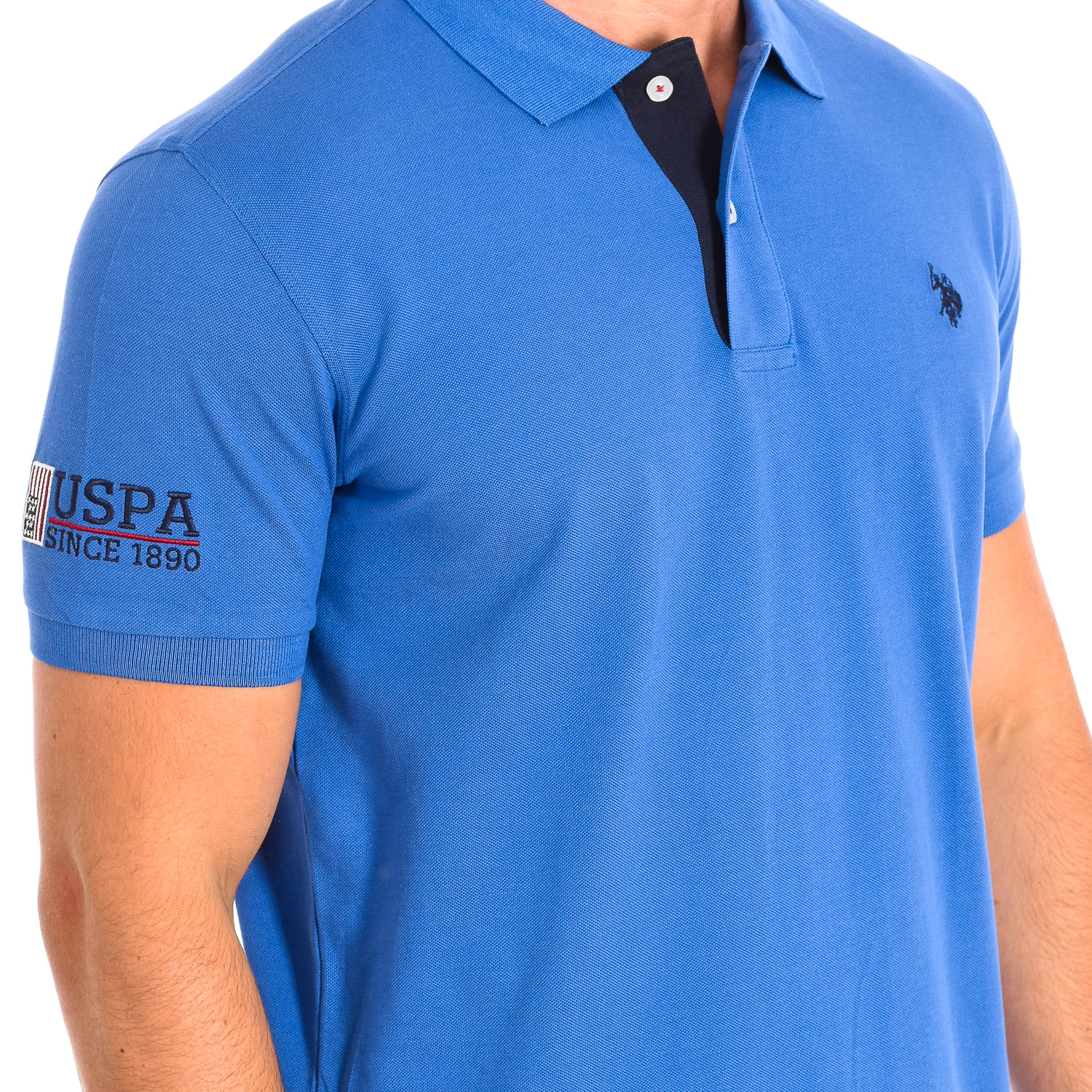 US Polo Assn FOST kortärmad polo med kontrastfärgad kavajkrage 64783 man pikéer herr – bild 2