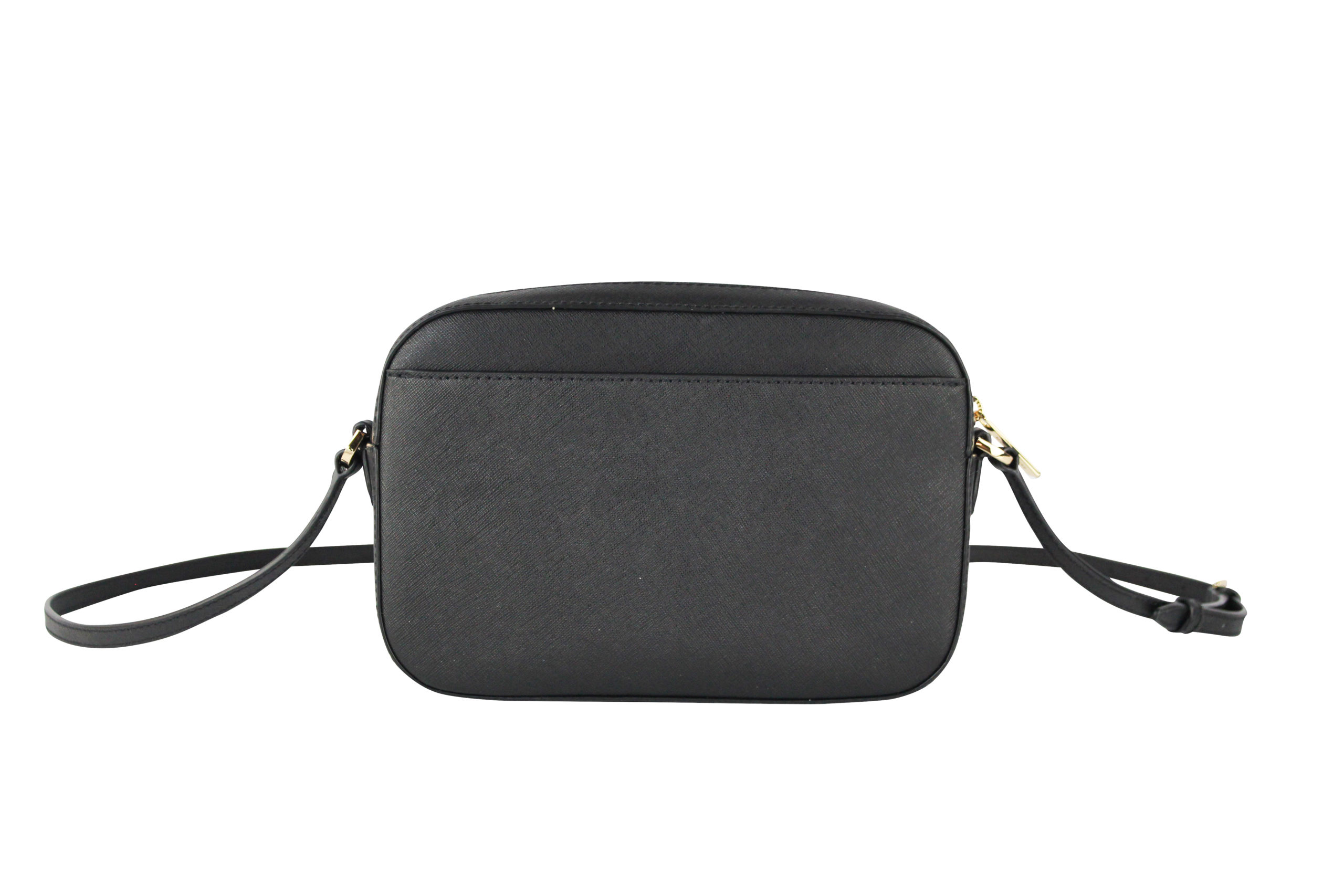 Michael Kors Kvinnors Jet Set Item Stor Öst-Väst Saffiano Läder Dragkedja Kedje Crossbody Handväska (Svart Enfärgad/Guld) dam – bild 2