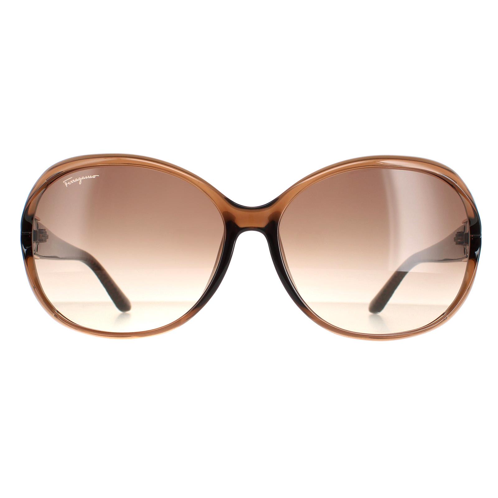 Thumbnail - Salvatore Ferragamo Oval Womens Hellbraun Braun Gradient SF770SA