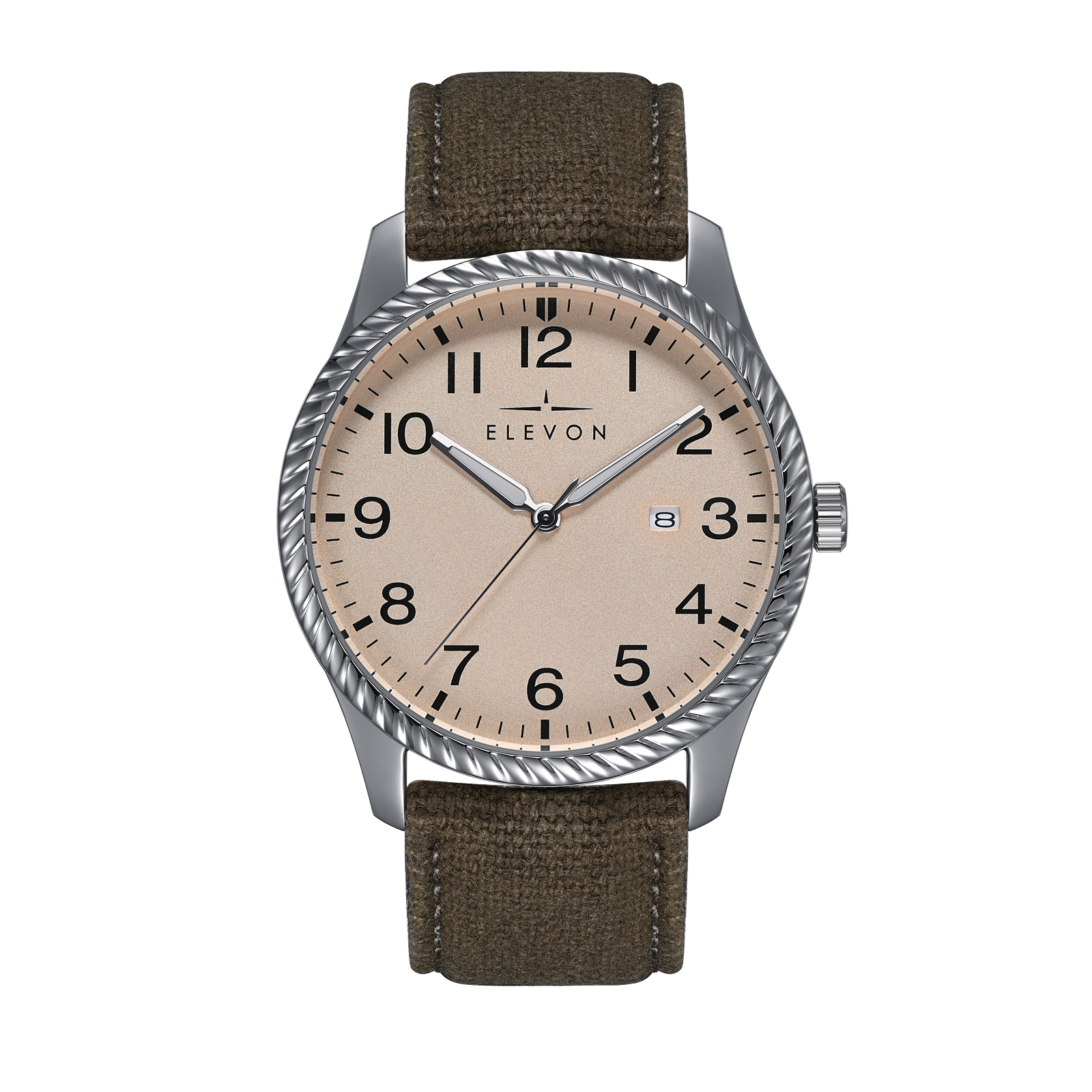 Thumbnail - Montre Elevon Crosswind avec bracelet en cuir recouvert de toile et date