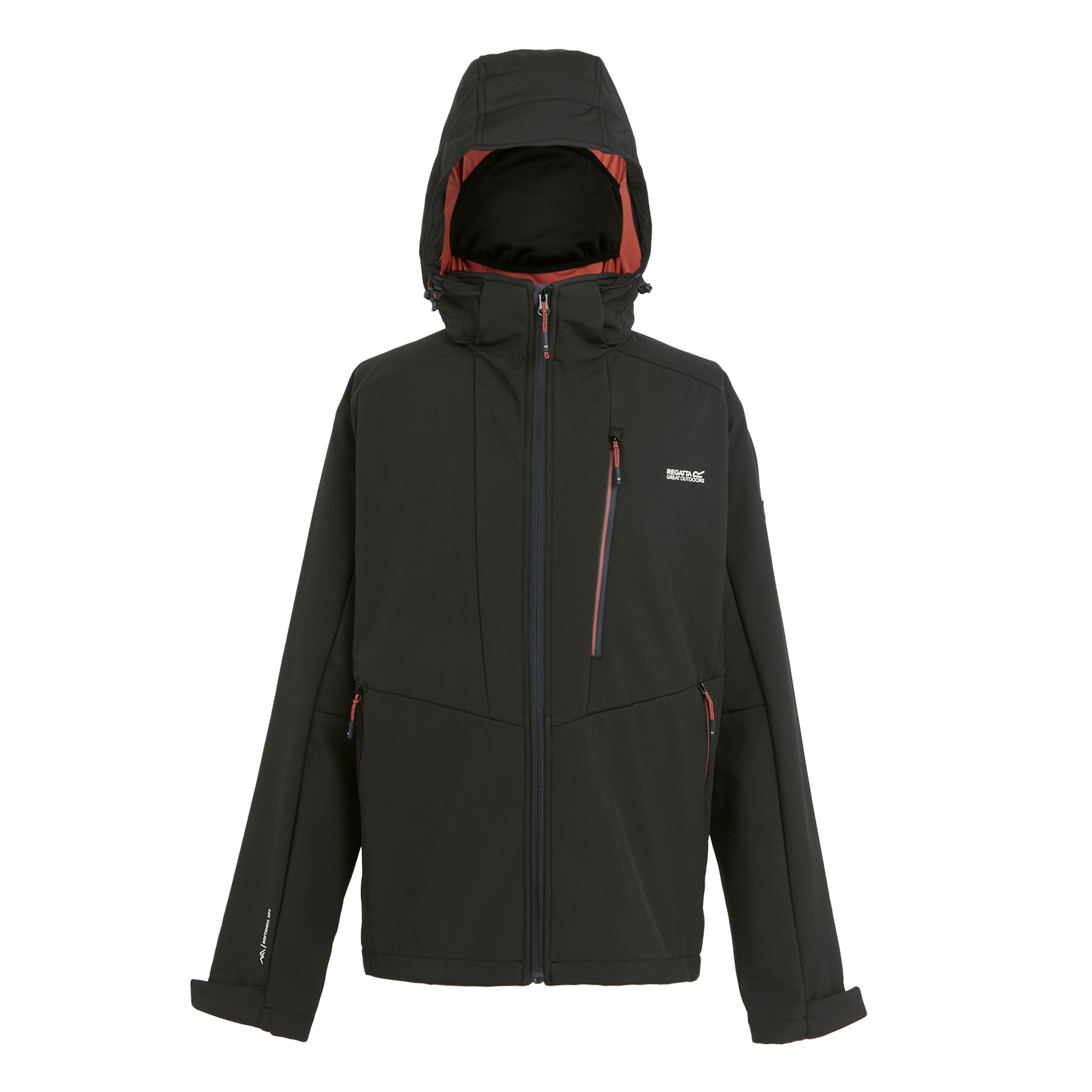 Regatta Heren Hewitts X Colour Block Soft Shell Jas (Zwart/Roodoker)