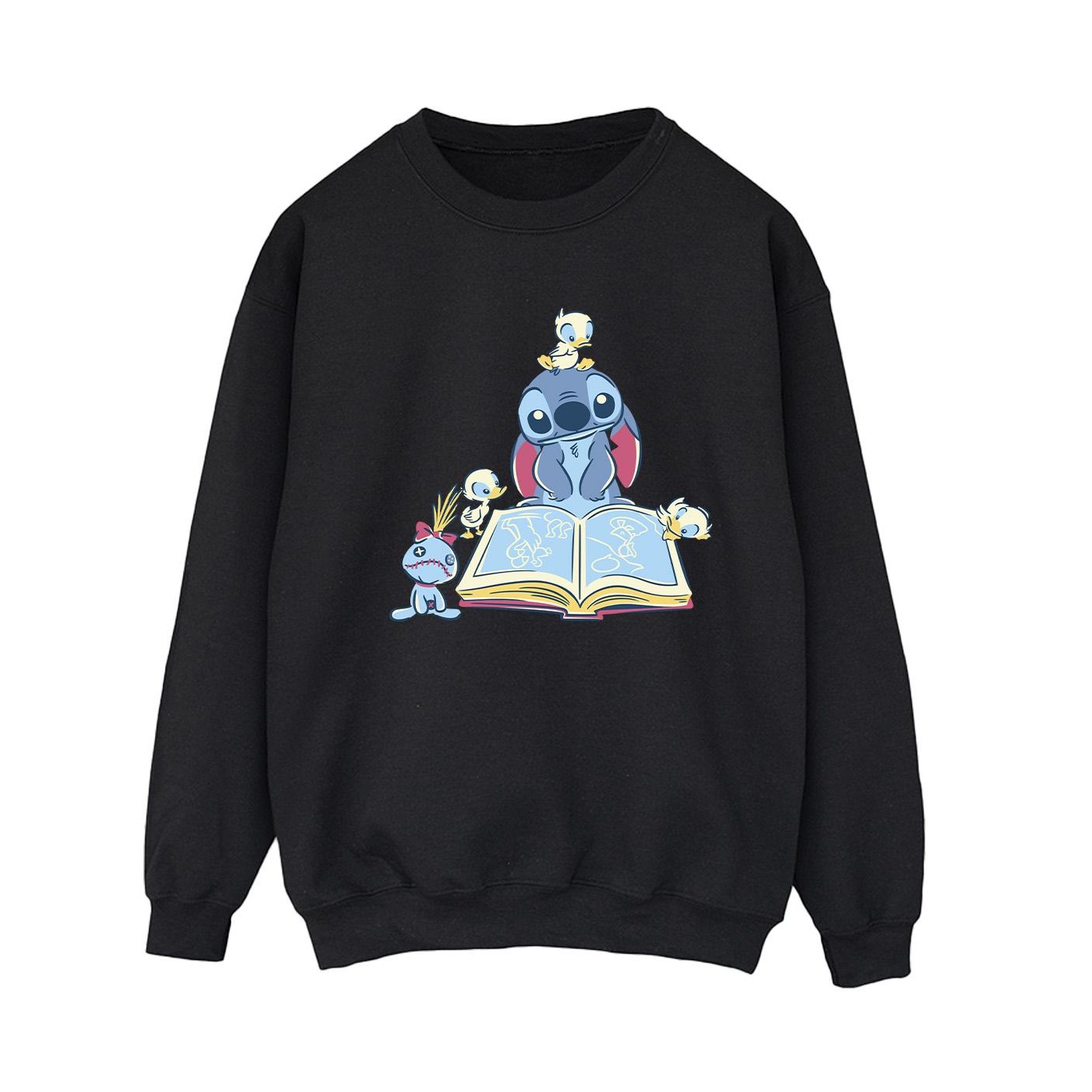 Thumbnail - Disney - "Lilo & Stitch Reading A Book" Sweatshirt für Damen (Schwarz)