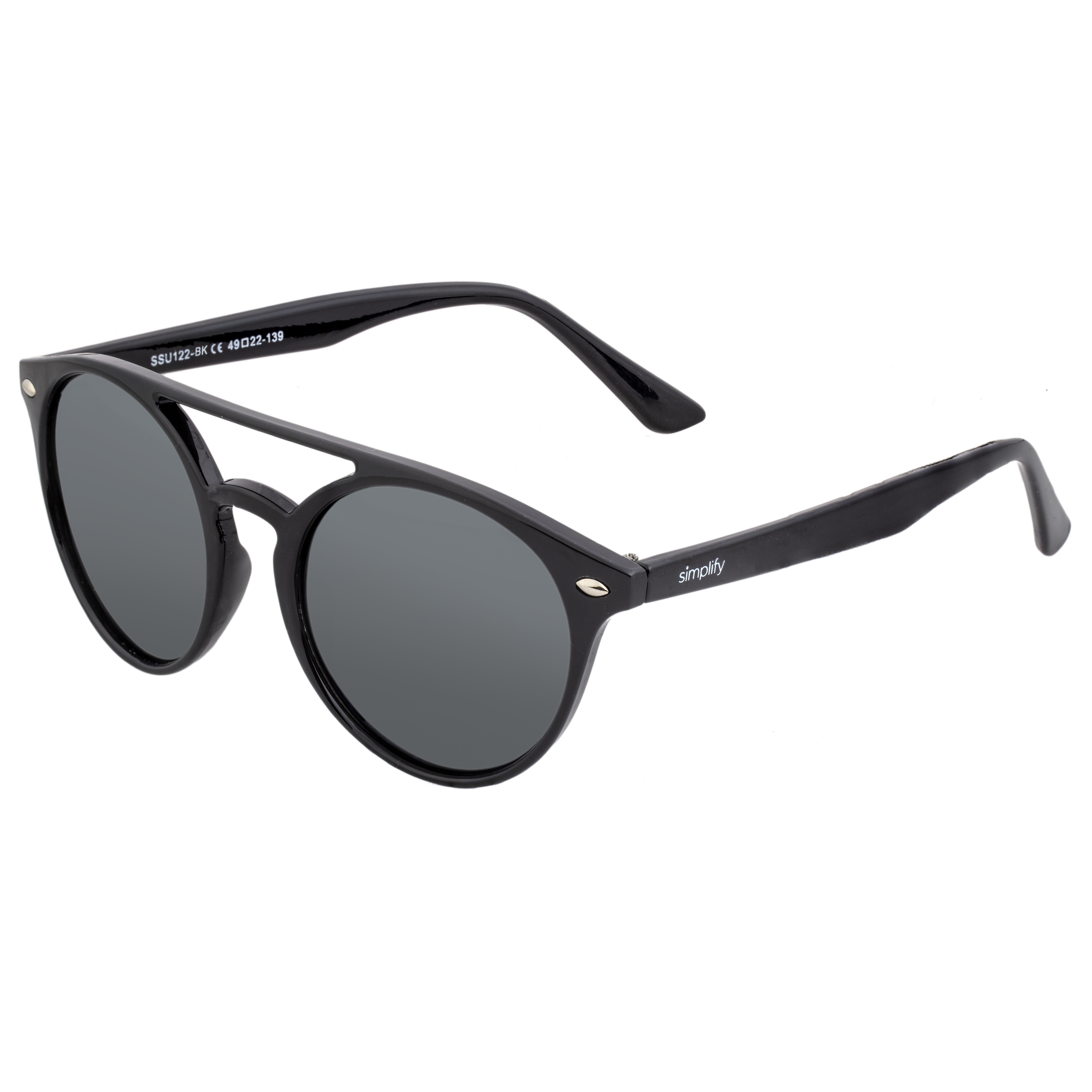 Simplify Unisex Finley Polarized Sunglasses - Black Stainless Steel - One Size