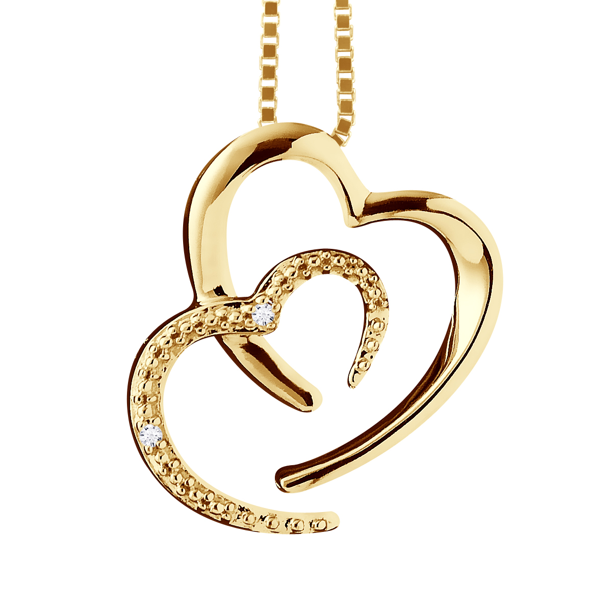 2 harten ketting Diamonds 0.010 Cts Yellow Gold