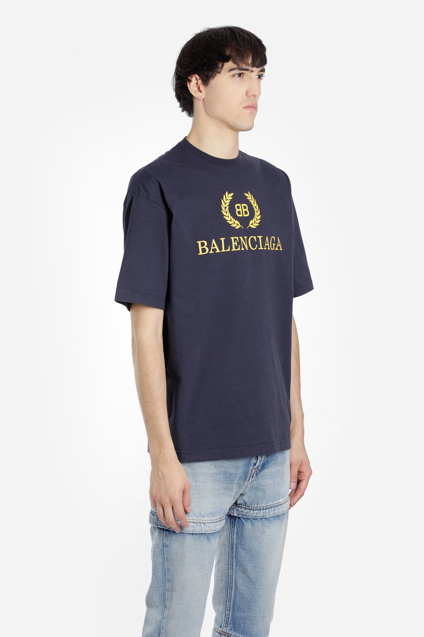 Balenciaga BB TShirt Light Blue interlocking logo tee cotton Size S  eBay