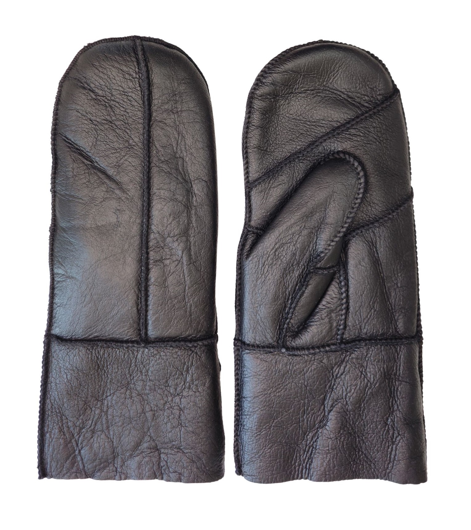 Infinity Leather Womens Black Genuine Real Sheepskin Leather Mittens Warm Gloves fingervantar dam – bild 2